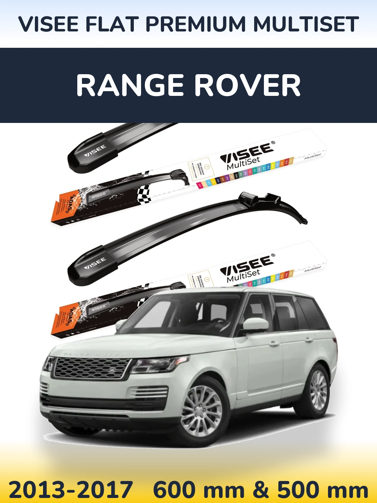 Комплект передніх щіток VISEE FLAT PREMIUM MultiSet 600 & 500 мм для Range Rover  2013-2017