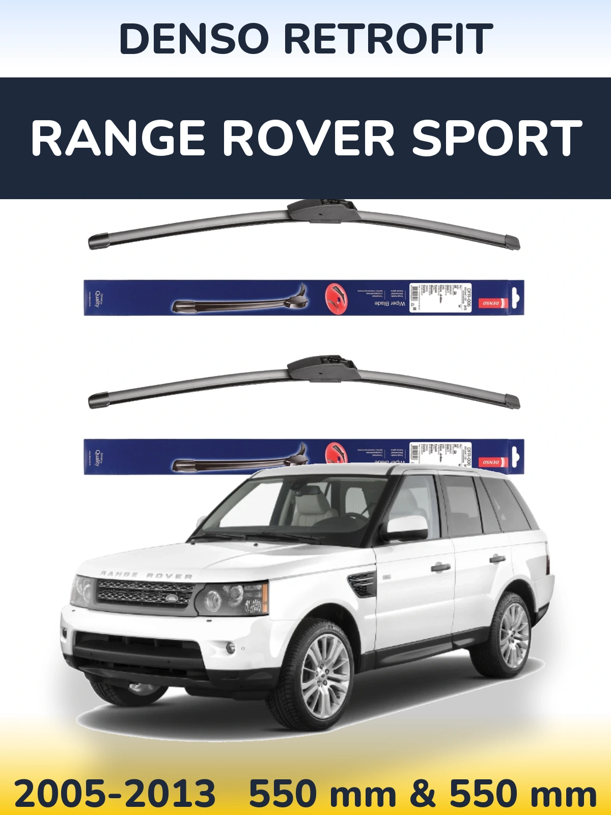 Komplet przednich wycieraczek Denso Retrofit 550 & 550 mm do Range Rover Sport 2005-2013