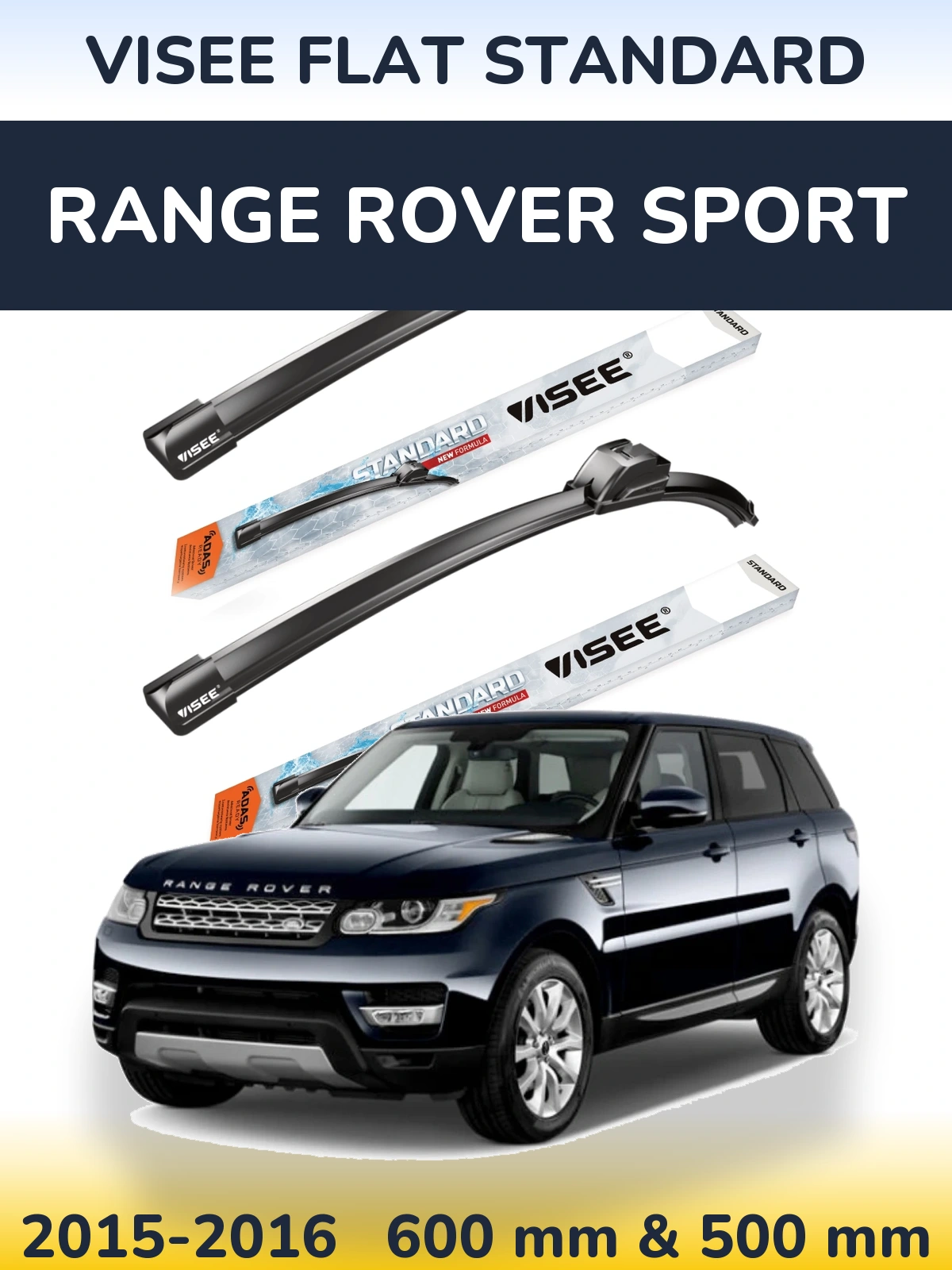 Komplet przednich wycieraczek VISEE FLAT STANDARD 600 & 500 mm do Range Rover Sport 2015-2016