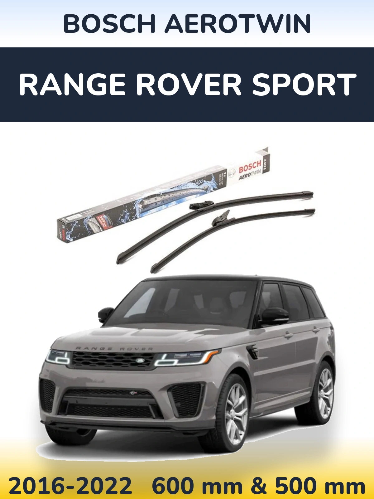 Комплект передних дворников BOSCH AeroTwin 600 & 500 мм для Range Rover Sport 2016-2022