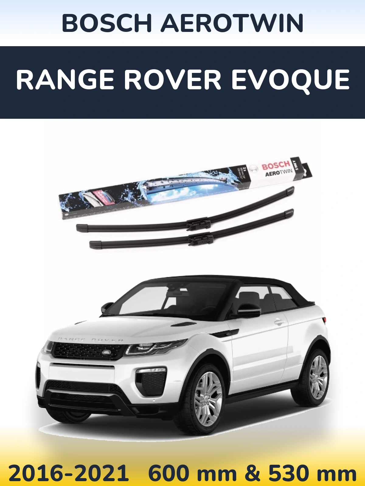 Komplet przednich wycieraczek BOSCH AeroTwin 600 & 530 mm do Range Rover Evoque 2016-2021
