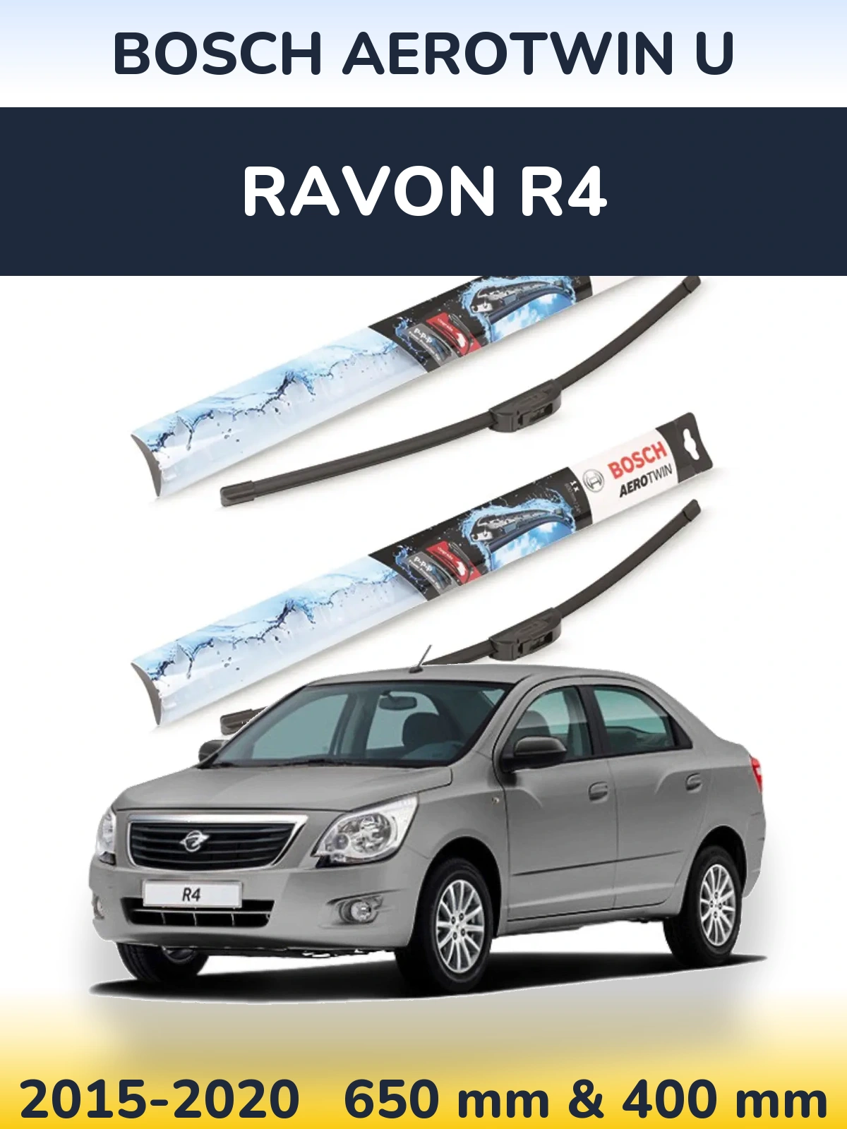 Komplet przednich wycieraczek BOSCH AeroTwin U 650 & 400 mm do Ravon R4 2015-2020