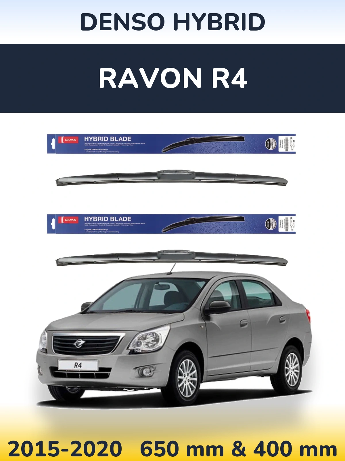 Komplet przednich wycieraczek Denso Hybrid 650 & 400 mm do Ravon R4 2015-2020