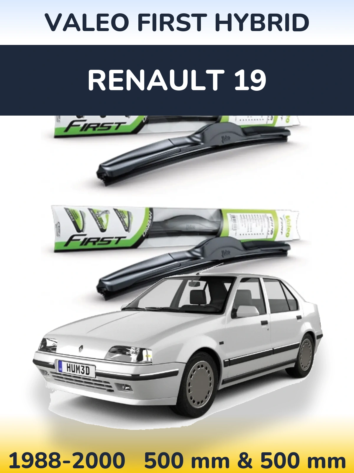 Комплект передних дворников Valeo First Hybrid 500 & 500 мм для Renault 19 1988-2000