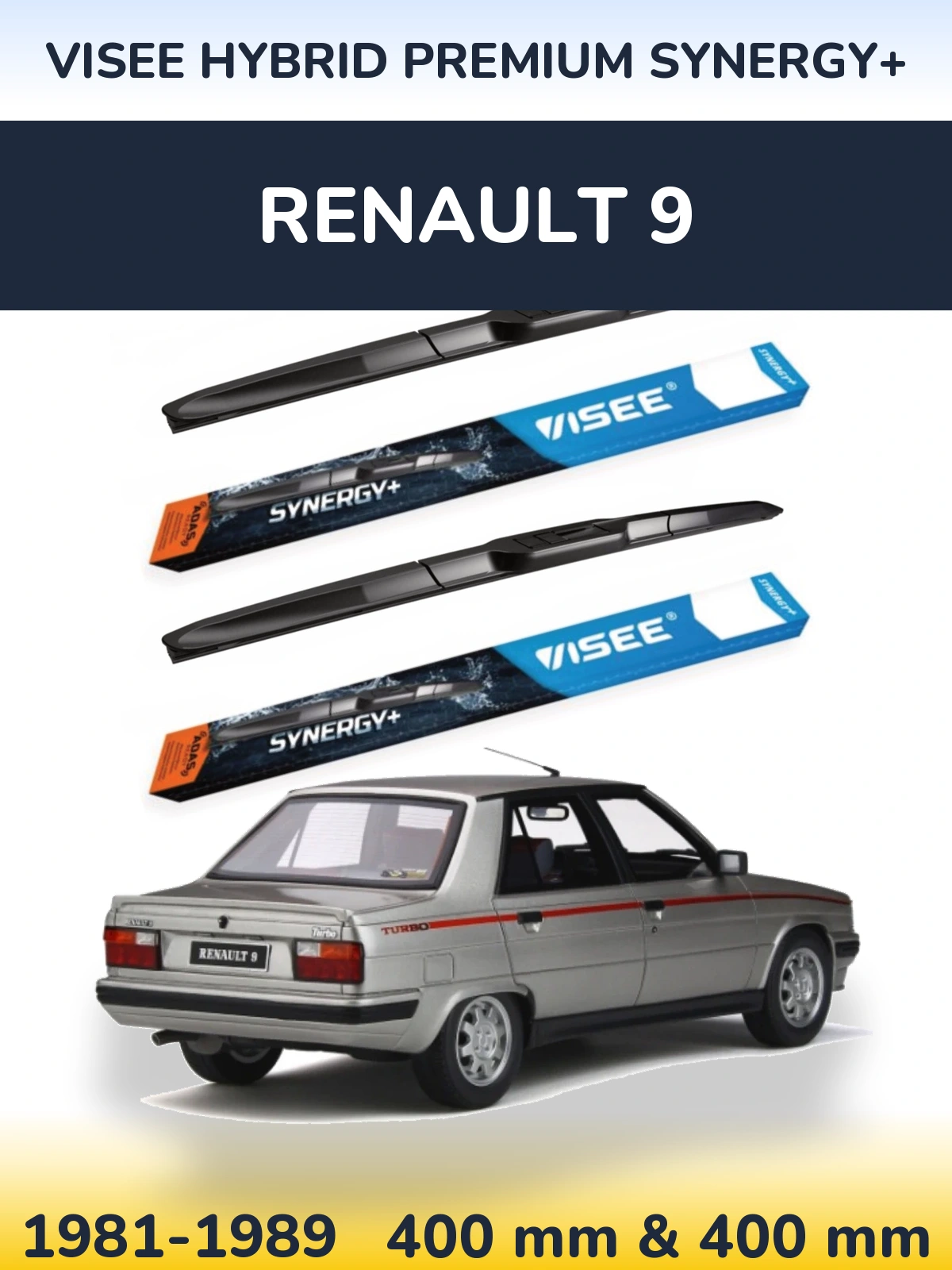 Комплект передних дворников VISEE HYBRID PREMIUM SYNERGY+ 400 & 400 мм для Renault 9 1981-1989