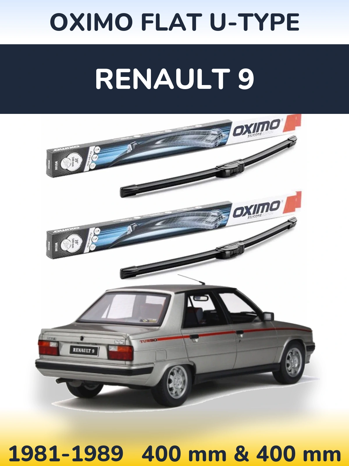 Komplet przednich wycieraczek Oximo Flat U-type 400 & 400 mm do Renault 9 1981-1989