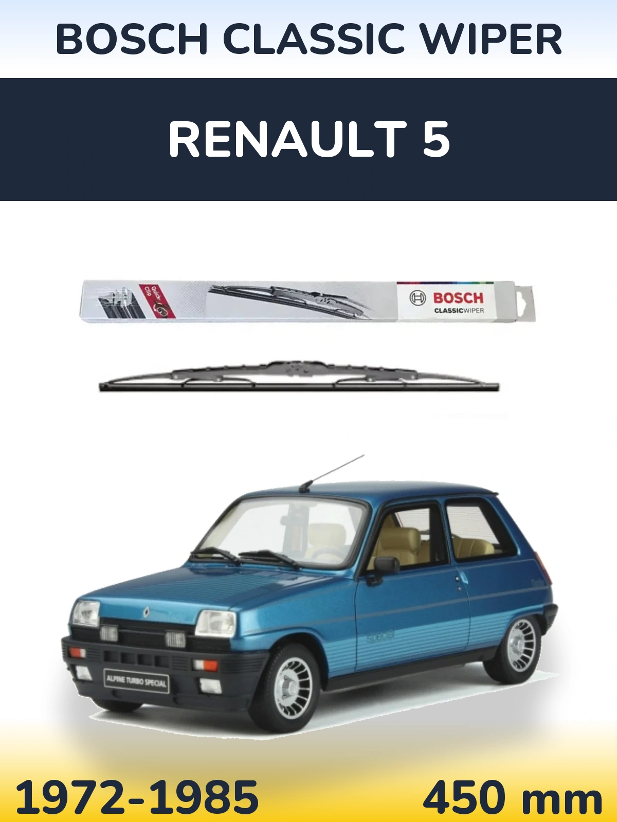 Задний дворник BOSCH Classic Wiper 450 мм для Renault 5 1972-1985