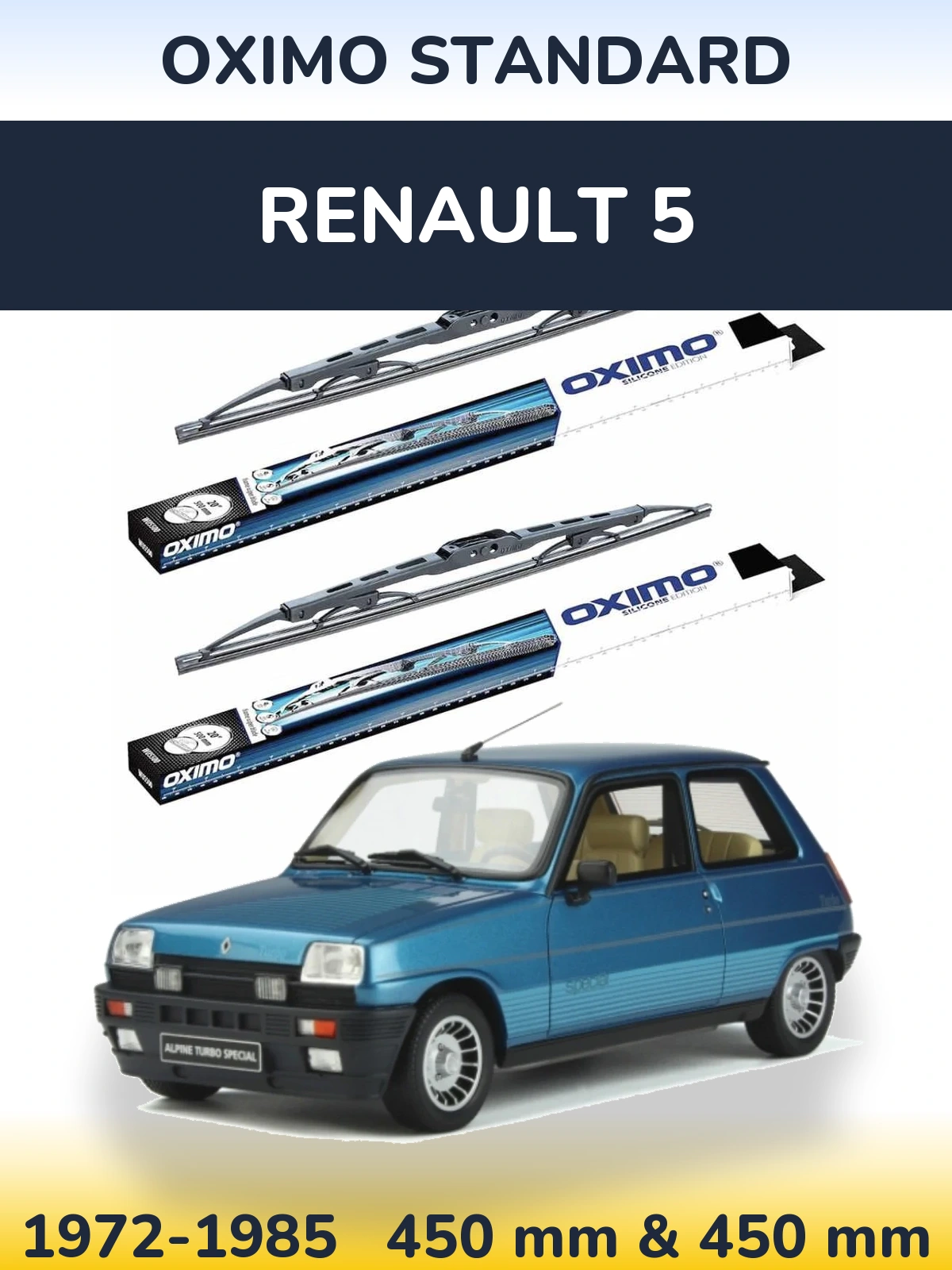 Комплект передних дворников Oximo Standard 450 & 450 мм для Renault 5 1972-1985