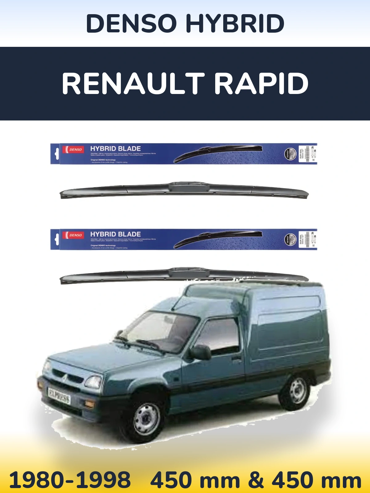 Комплект передних дворников Denso Hybrid 450 & 450 мм для Renault Rapid 1980-1998