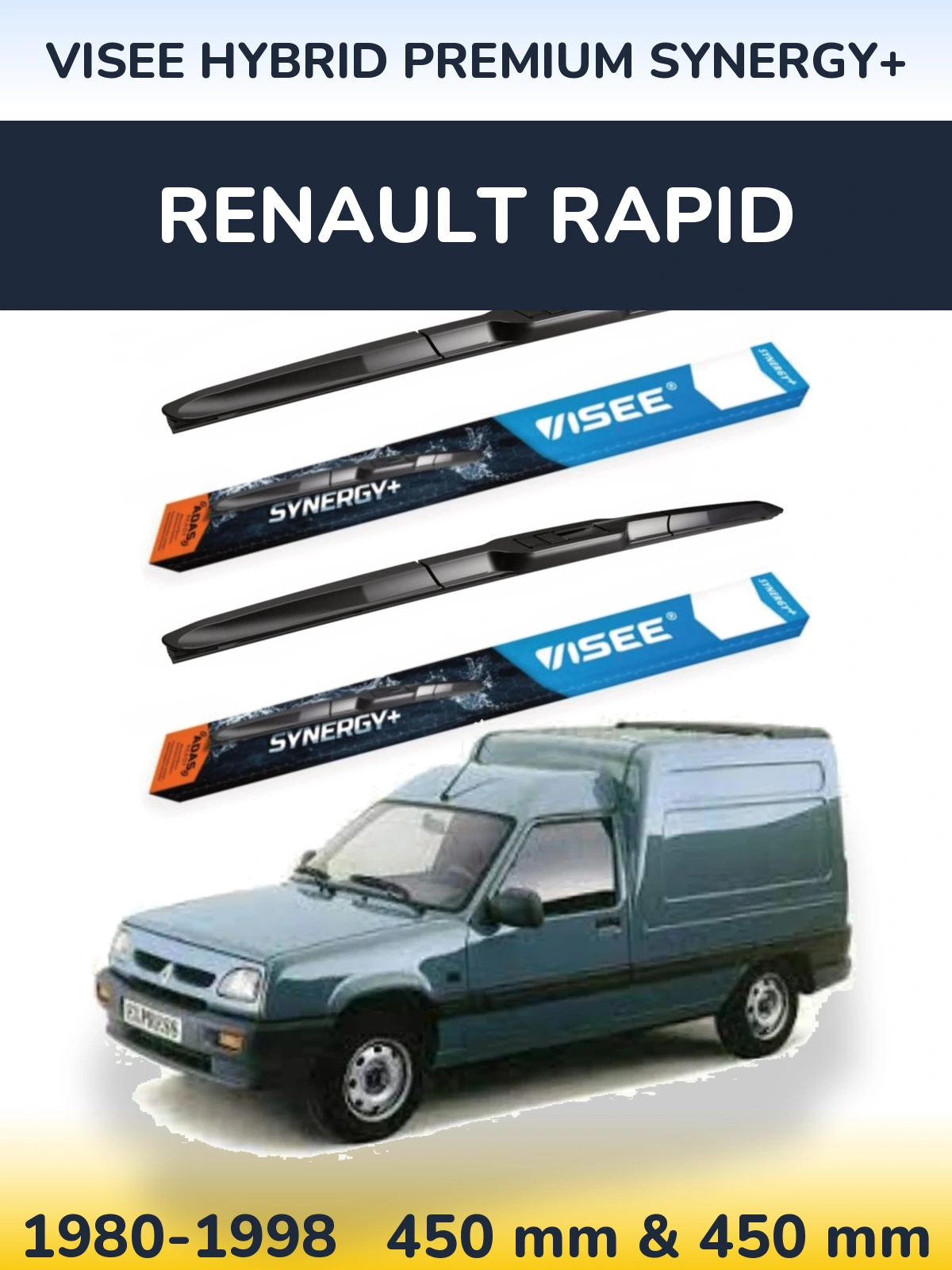Комплект передних дворников VISEE HYBRID PREMIUM SYNERGY+ 450 & 450 мм для Renault Rapid 1980-1998