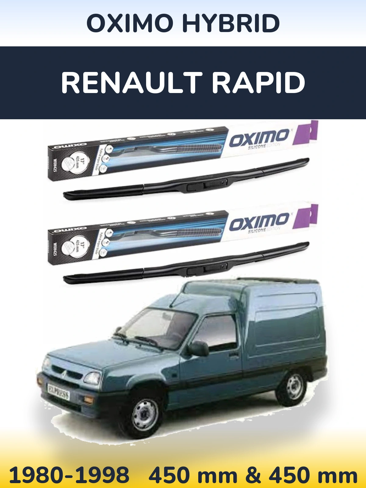 Комплект передних дворников Oximo Hybrid 450 & 450 мм для Renault Rapid 1980-1998