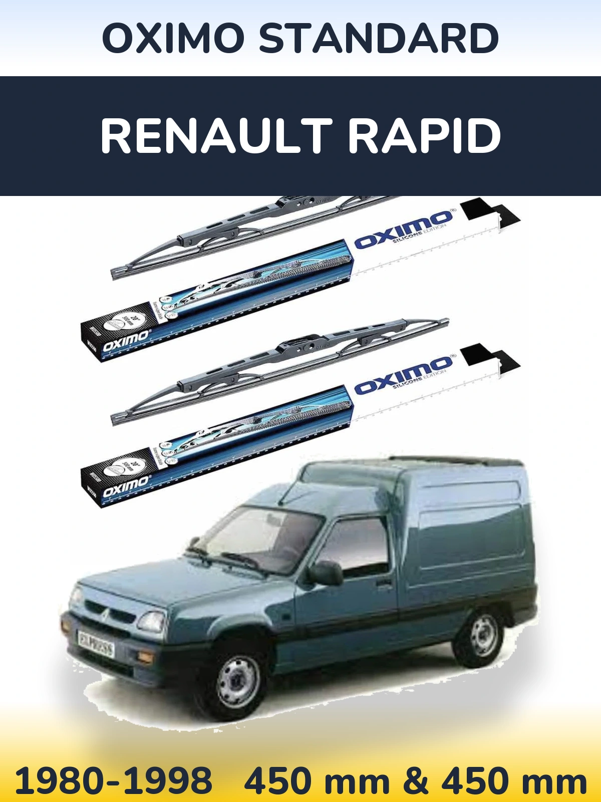 Komplet przednich wycieraczek Oximo Standard 450 & 450 mm do Renault Rapid 1980-1998