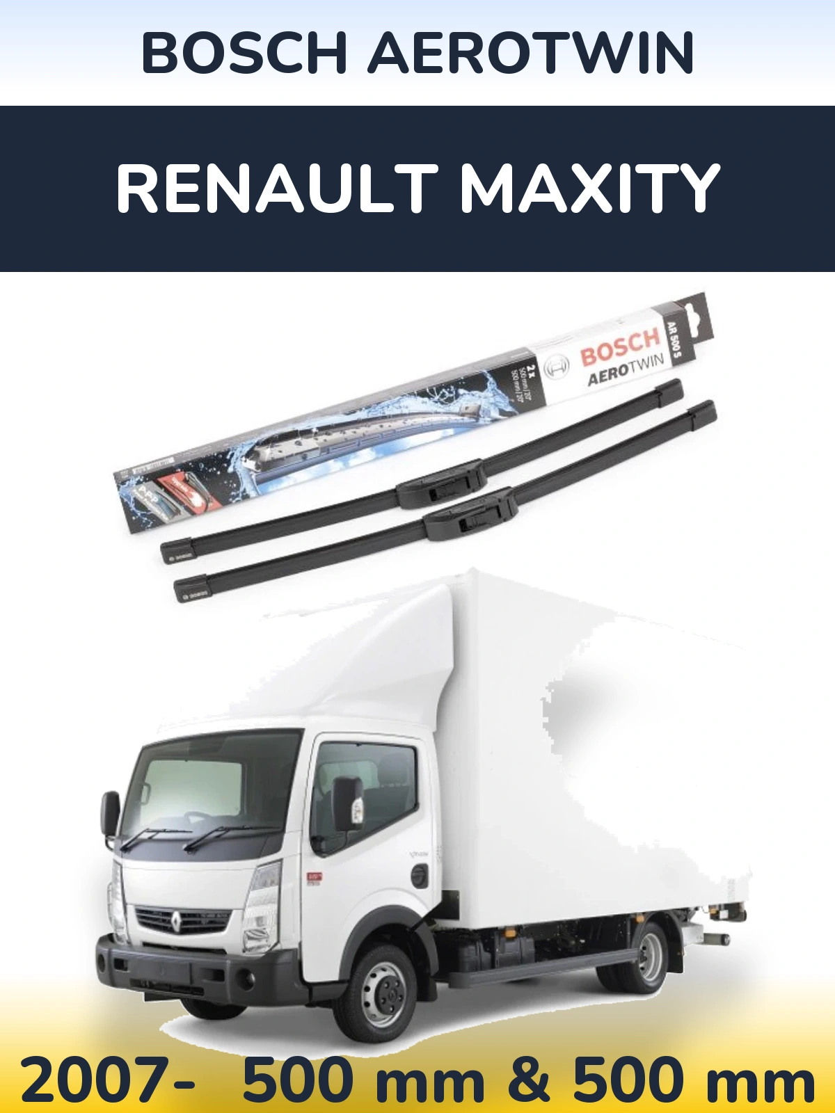 Komplet przednich wycieraczek BOSCH AeroTwin 500 & 500 mm do Renault Maxity 2007-2026