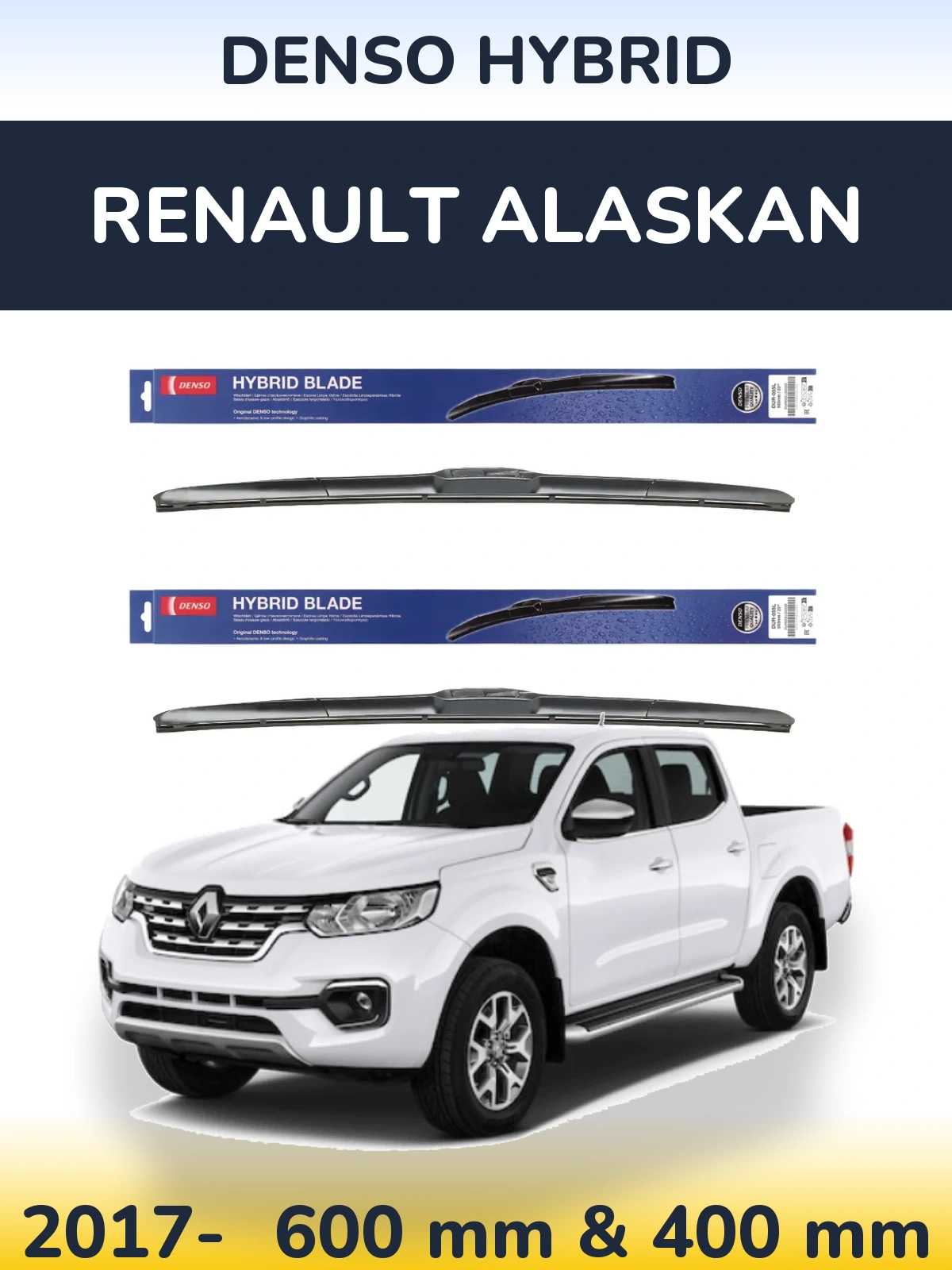 Komplet przednich wycieraczek Denso Hybrid 600 & 400 mm do Renault Alaskan 2017-2026
