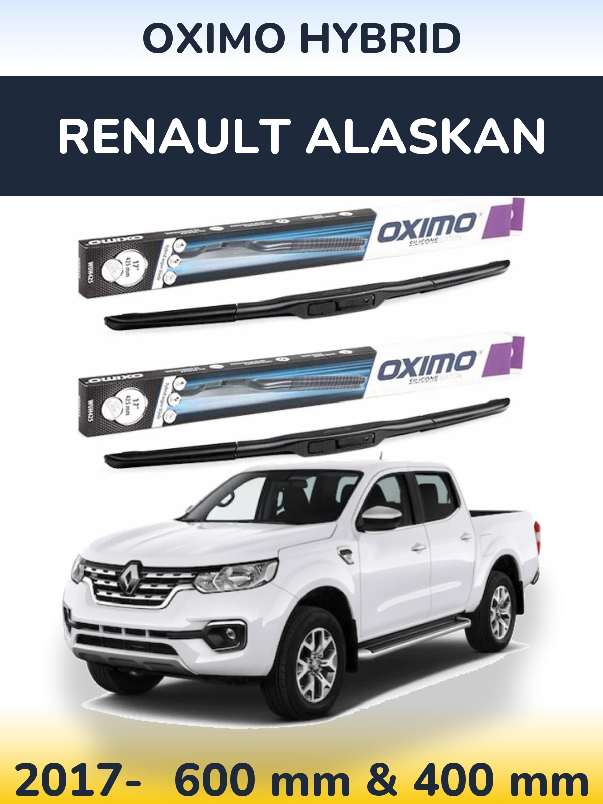 Komplet przednich wycieraczek Oximo Hybrid 600 & 400 mm do Renault Alaskan 2017-2026