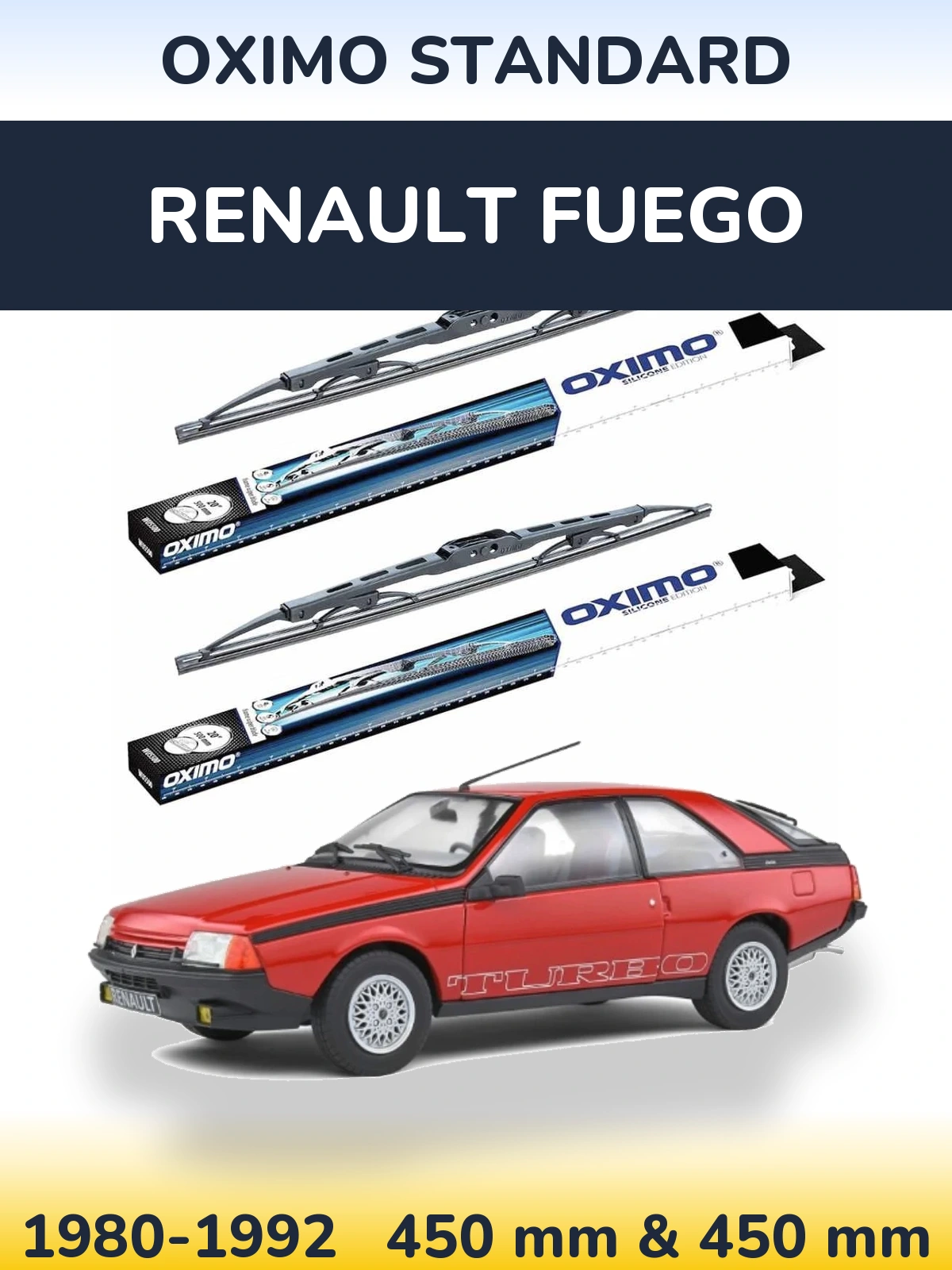 Komplet przednich wycieraczek Oximo Standard 450 & 450 mm do Renault Fuego 1980-1992