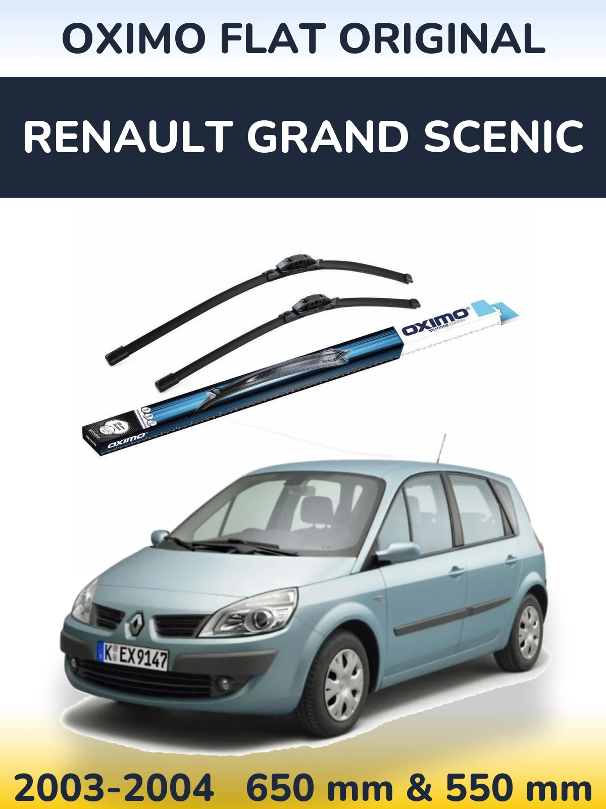 Komplet przednich wycieraczek Oximo Flat Original 650 & 550 mm do Renault Grand Scenic 2003-2004