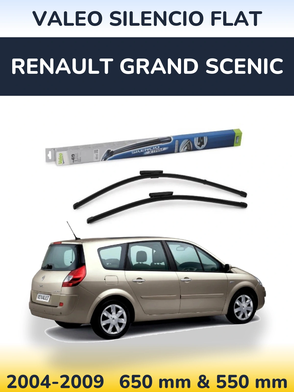Komplet przednich wycieraczek Valeo Silencio Flat 650 & 550 mm do Renault Grand Scenic 2004-2009