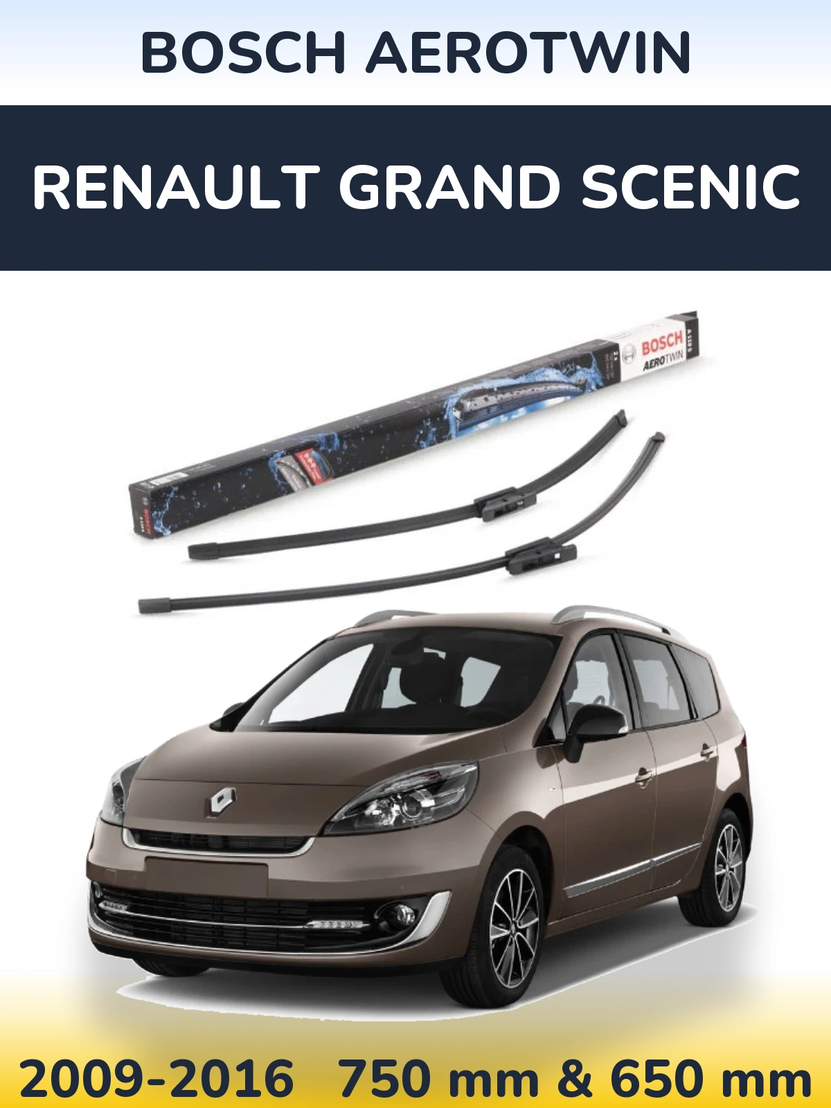 Komplet przednich wycieraczek BOSCH AeroTwin 750 & 650 mm do Renault Grand Scenic 2009-2016
