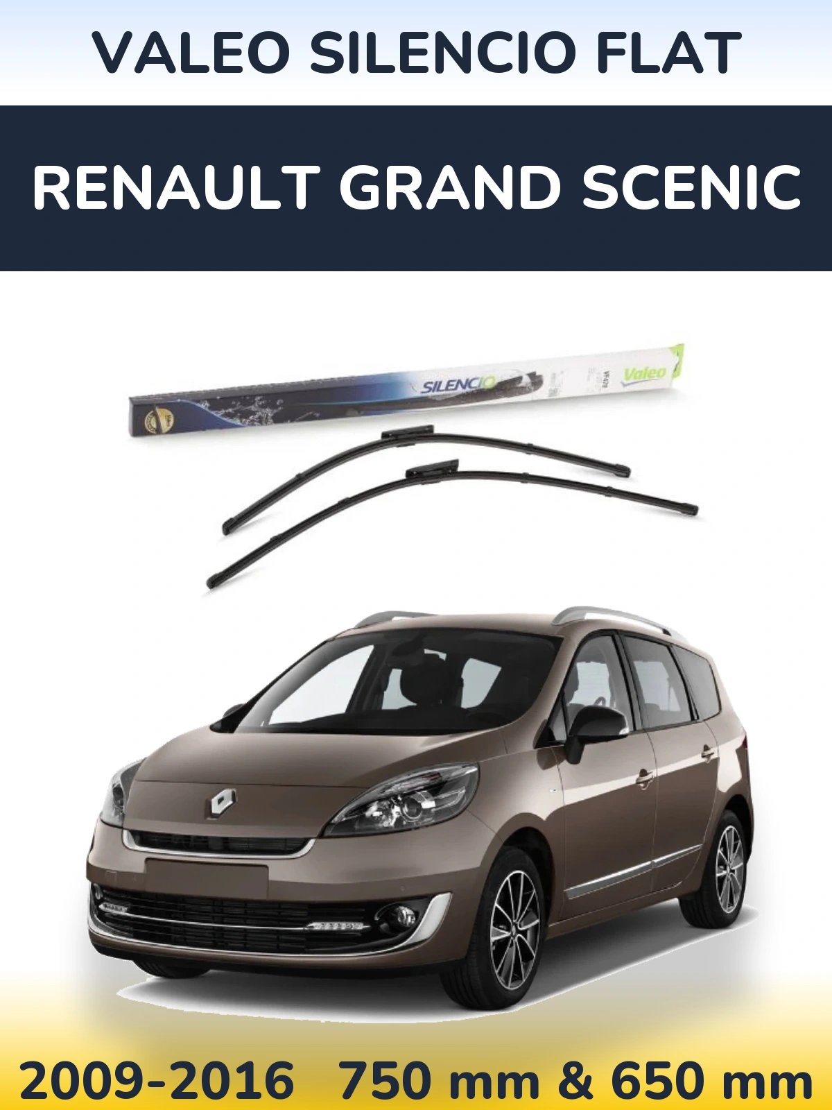 Komplet przednich wycieraczek Valeo Silencio Flat 750 & 650 mm do Renault Grand Scenic 2009-2016