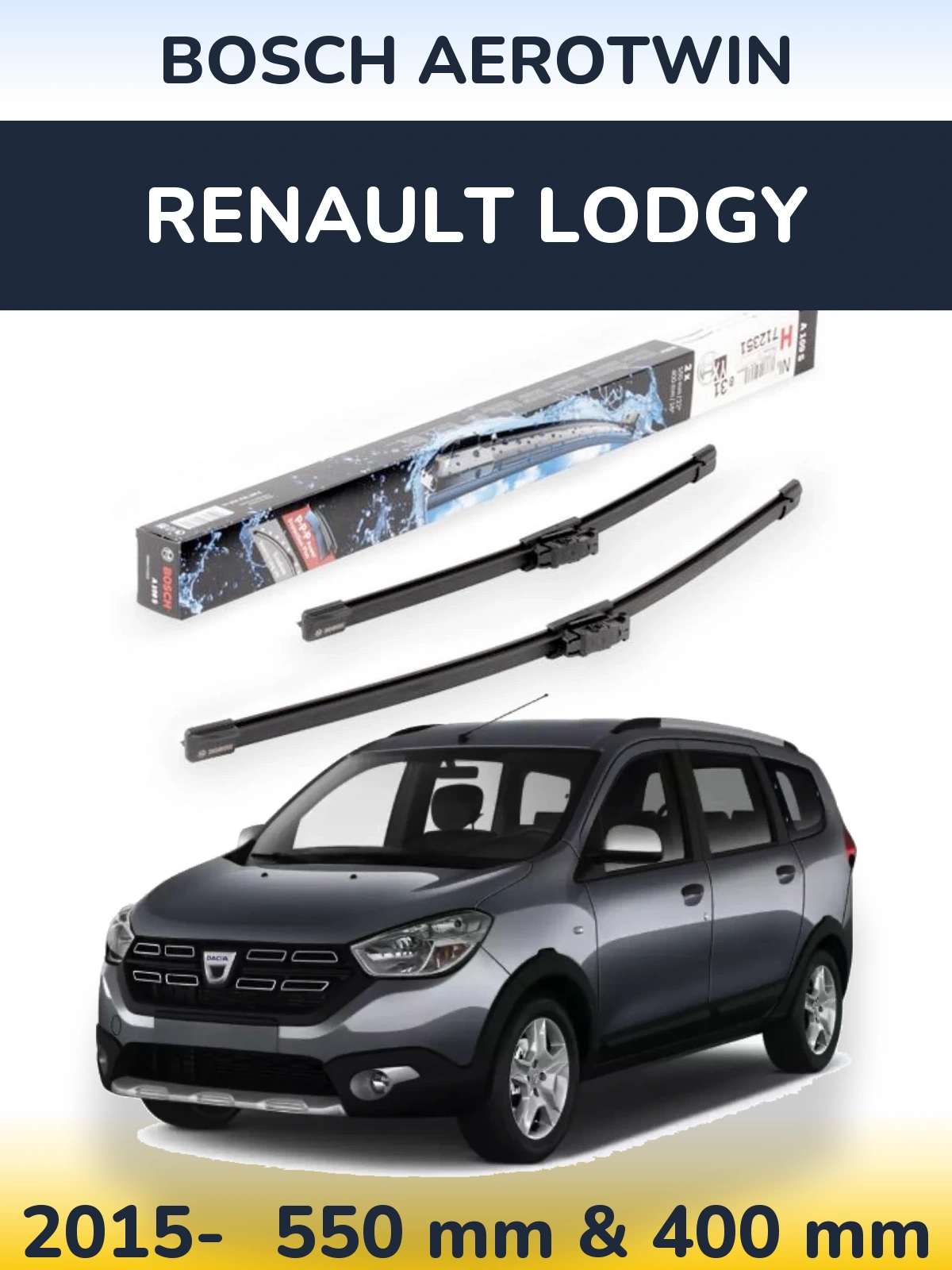 Komplet przednich wycieraczek BOSCH AeroTwin 550 & 400 mm do Renault Lodgy 2015-2026
