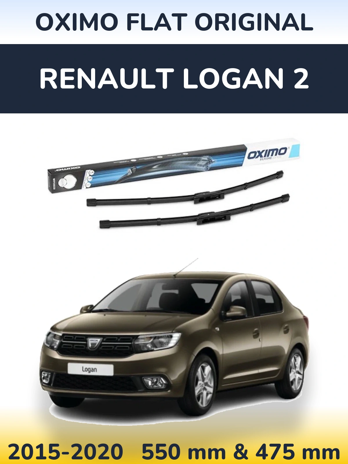 Komplet przednich wycieraczek Oximo Flat Original 550 & 475 mm do Renault Logan 2 2015-2020