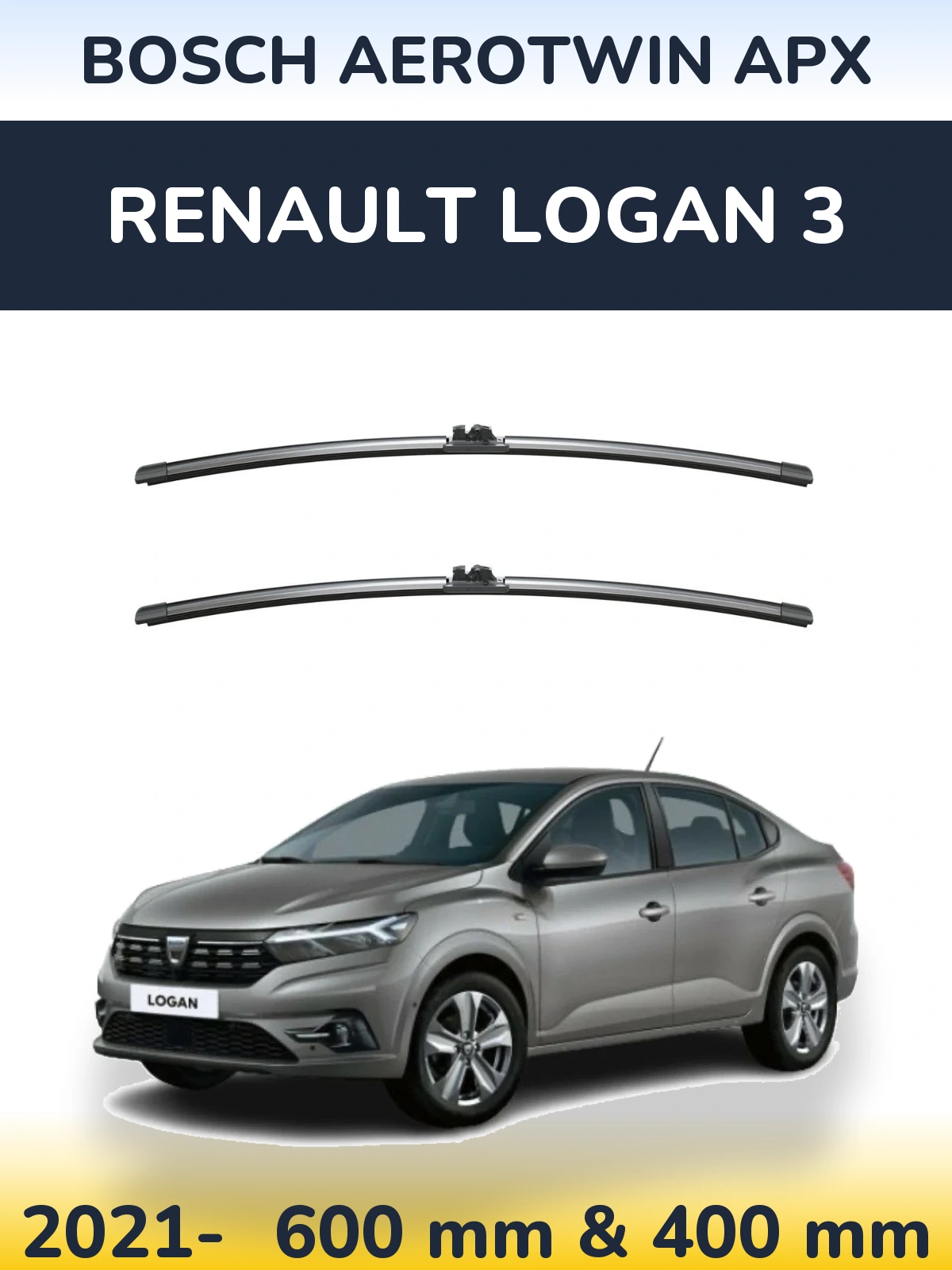 Komplet przednich wycieraczek BOSCH AeroTwin APX 600 & 400 mm do Renault Logan 3 2021-2026