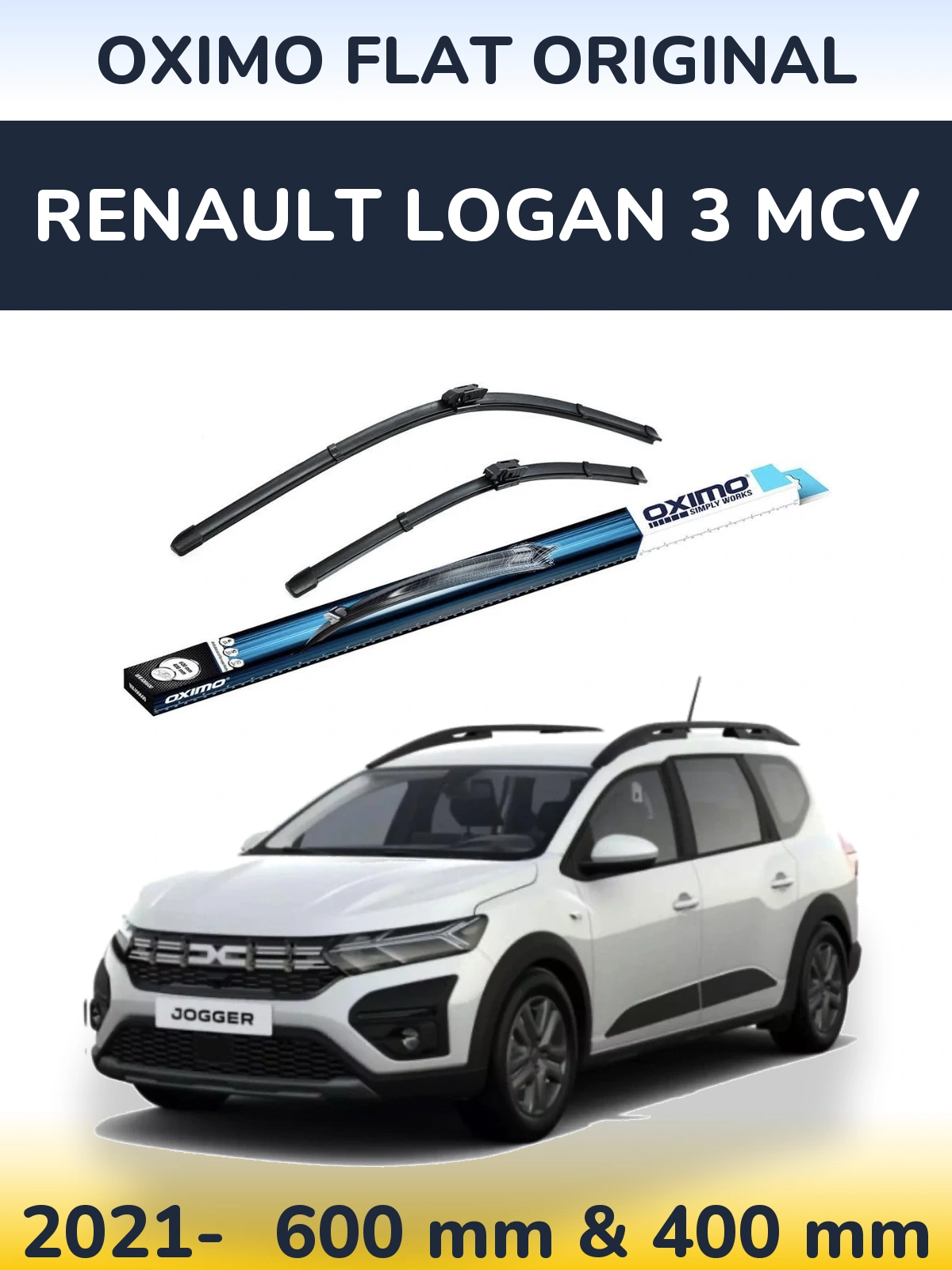 Komplet przednich wycieraczek Oximo Flat Original 600 & 400 mm do Renault Logan 3 MCV 2021-2026