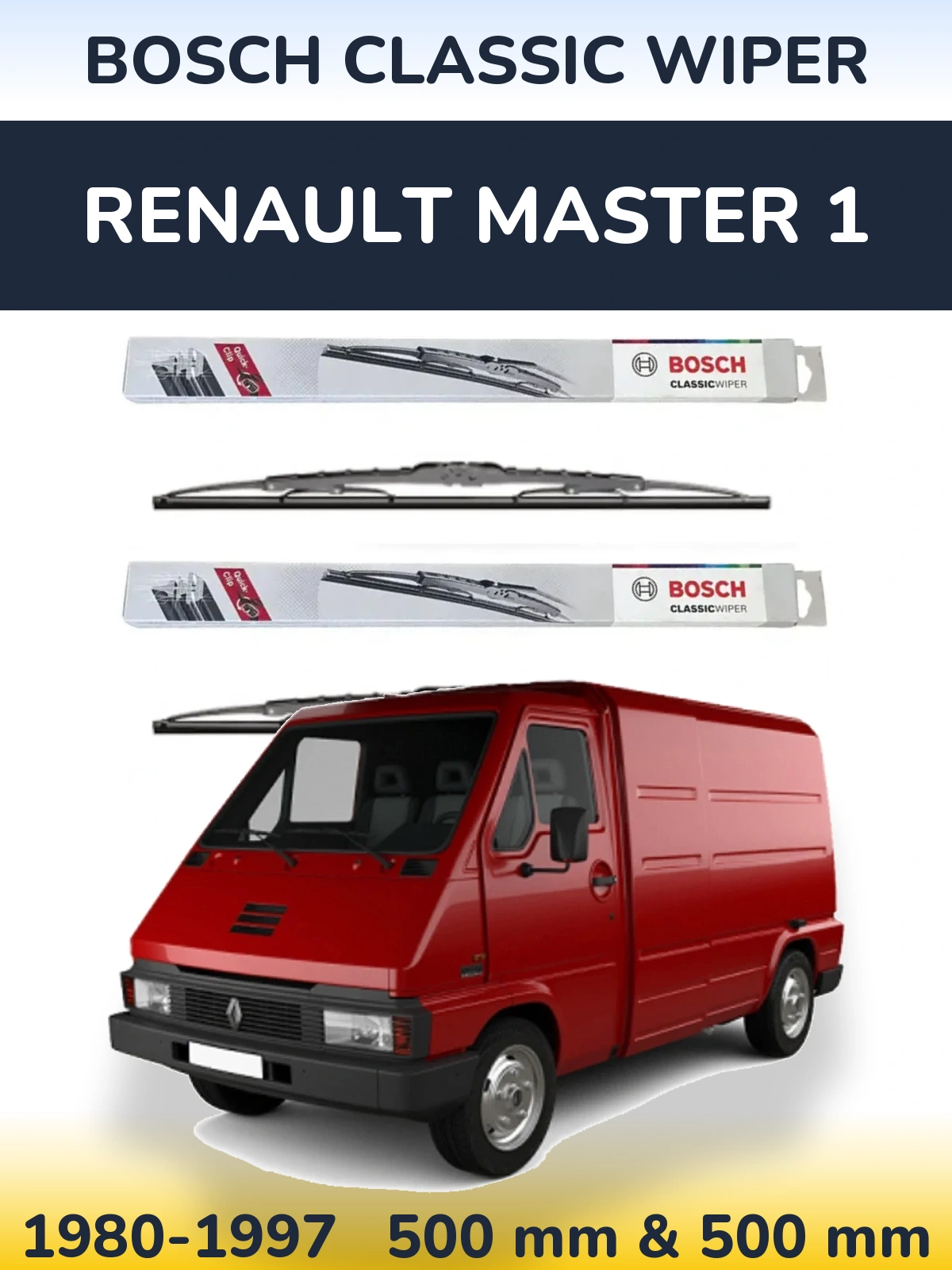 Komplet przednich wycieraczek BOSCH Classic Wiper 500 & 500 mm do Renault Master 1 1980-1997
