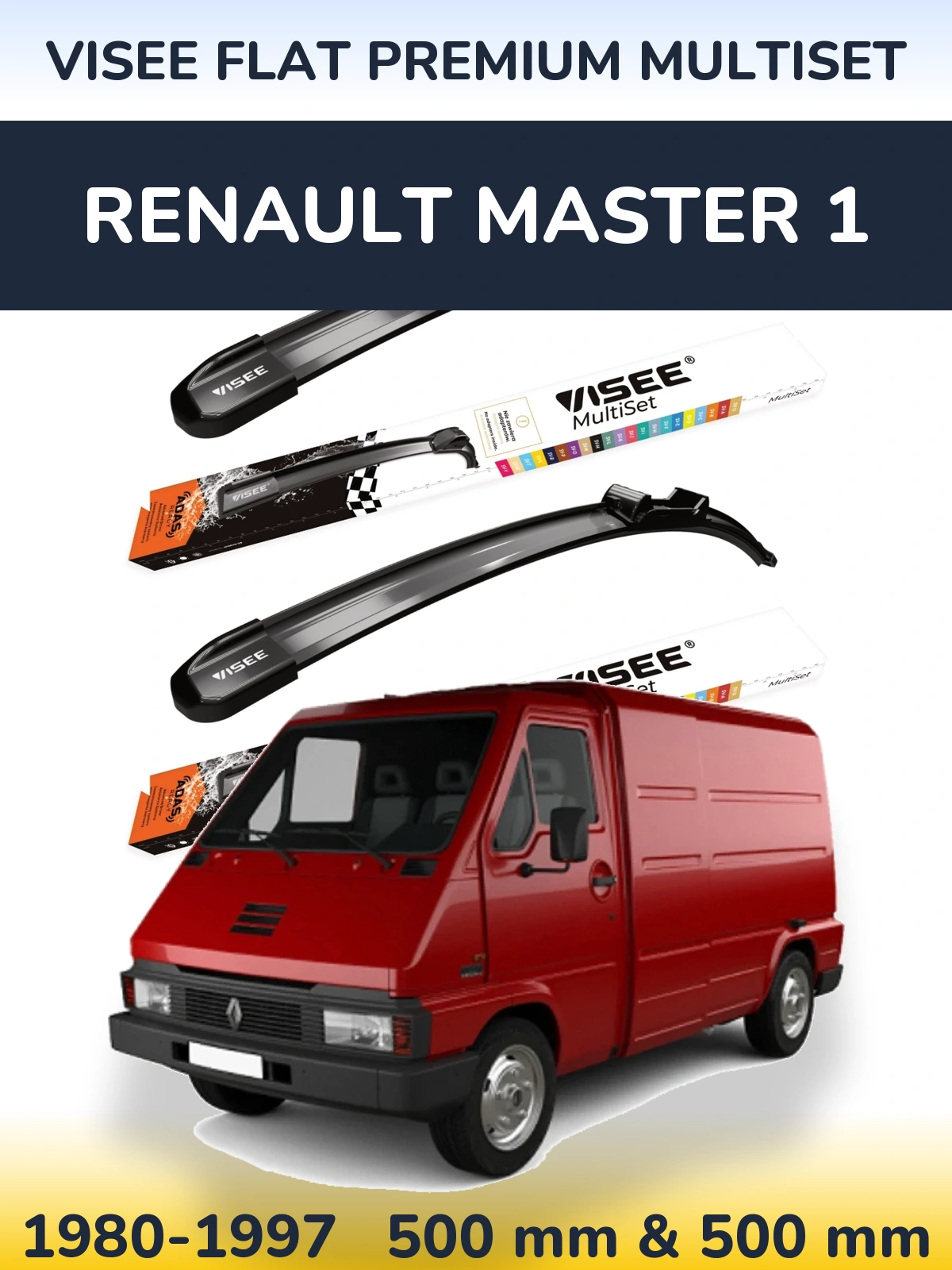 Komplet przednich wycieraczek VISEE FLAT PREMIUM MultiSet 500 & 500 mm do Renault Master 1 1980-1997