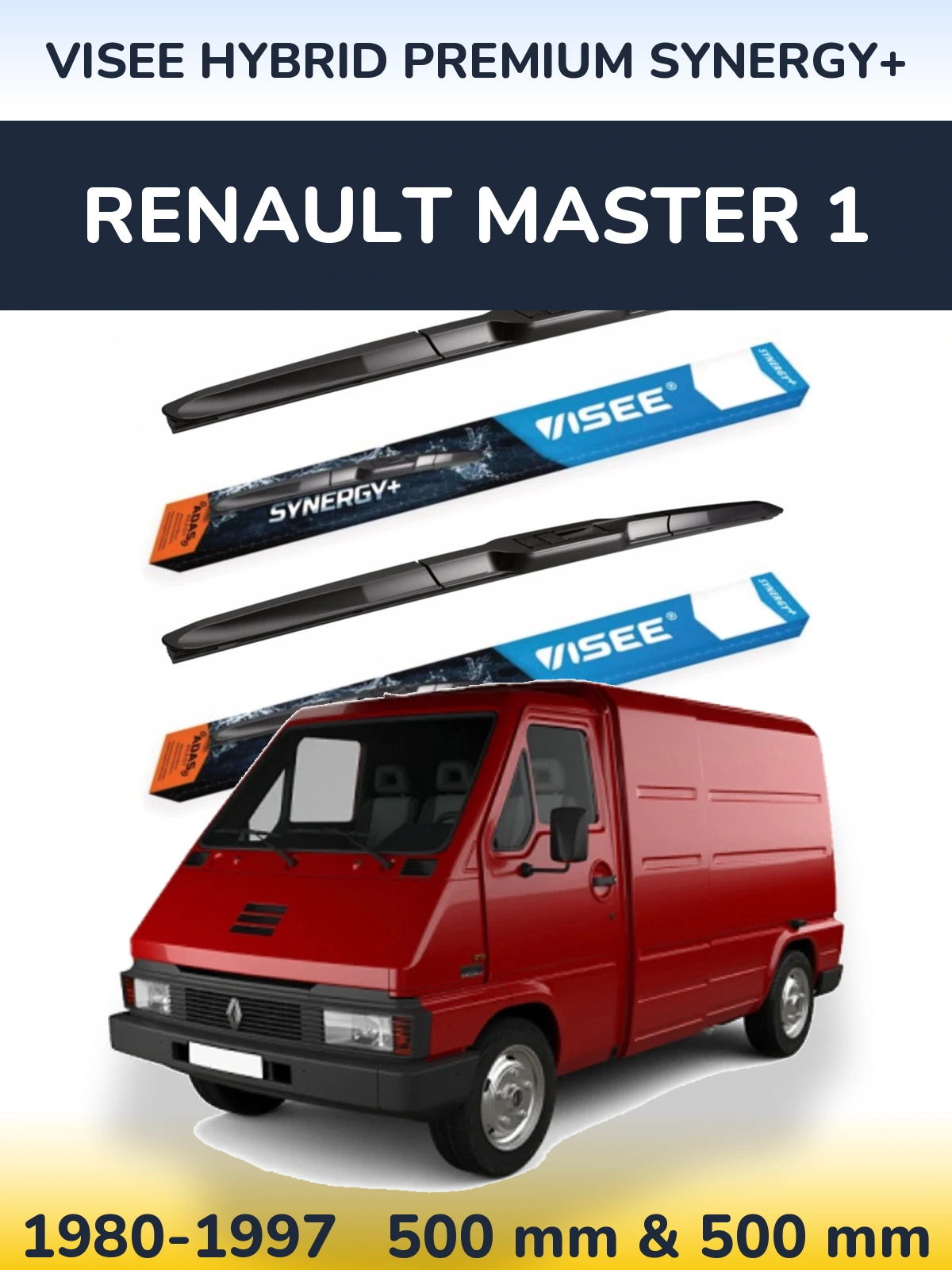 Komplet przednich wycieraczek VISEE HYBRID PREMIUM SYNERGY+ 500 & 500 mm do Renault Master 1 1980-1997