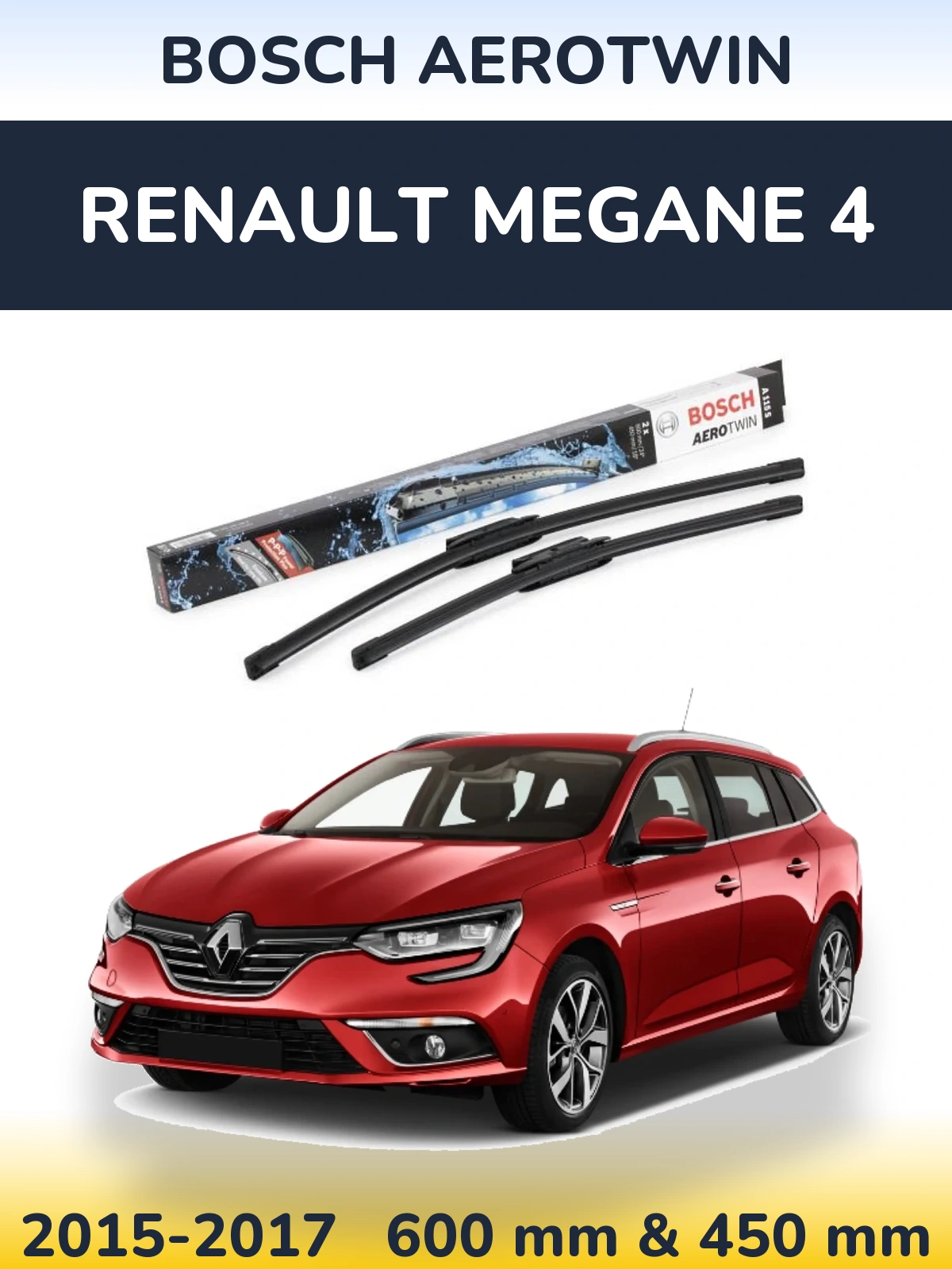 Komplet przednich wycieraczek BOSCH AeroTwin 600 & 450 mm do Renault Megane 4 2015-2017