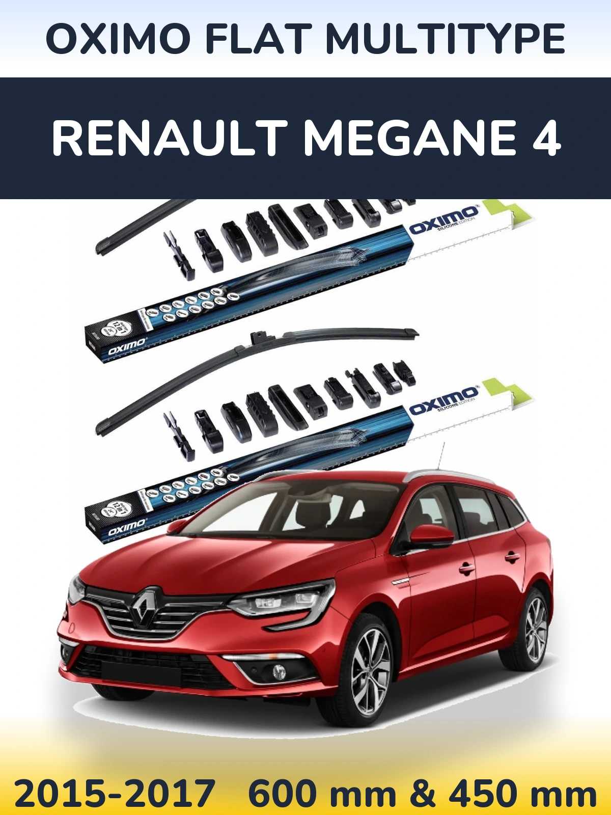 Komplet przednich wycieraczek Oximo Flat MultiType 600 & 450 mm do Renault Megane 4 2015-2017