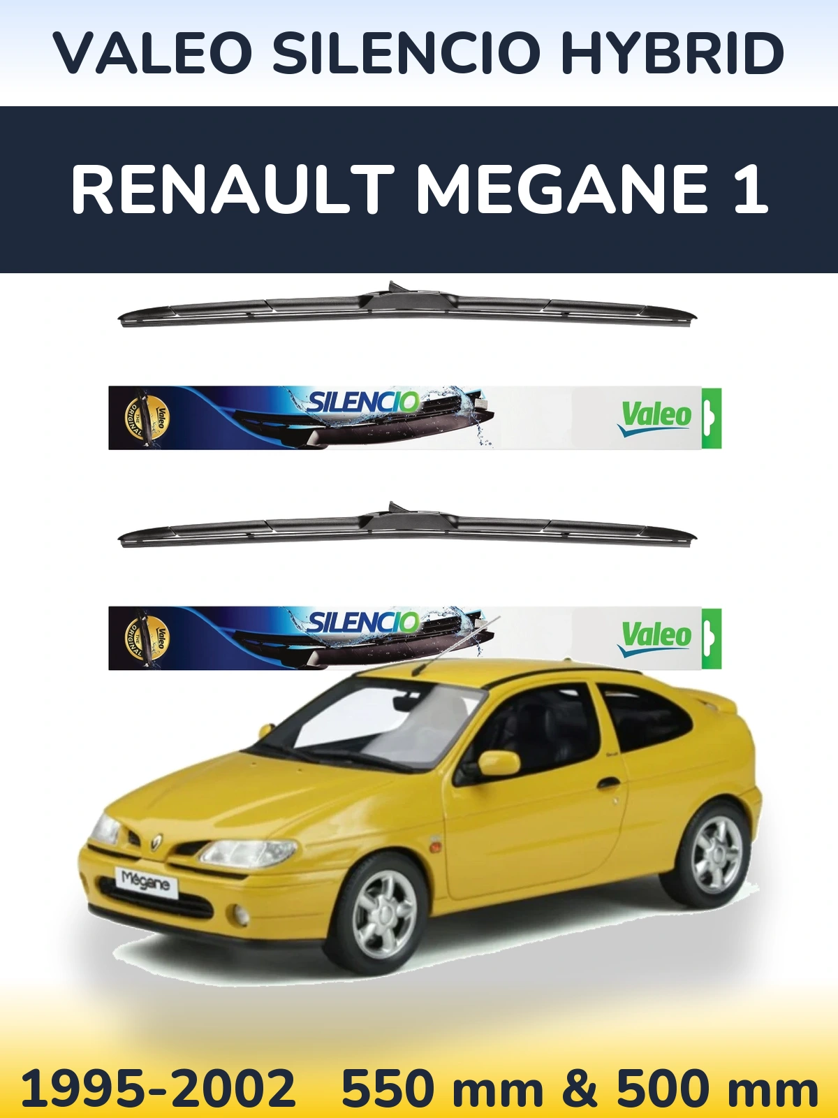 Komplet przednich wycieraczek Valeo Silencio Hybrid 550 & 500 mm do Renault Megane 1 1995-2002