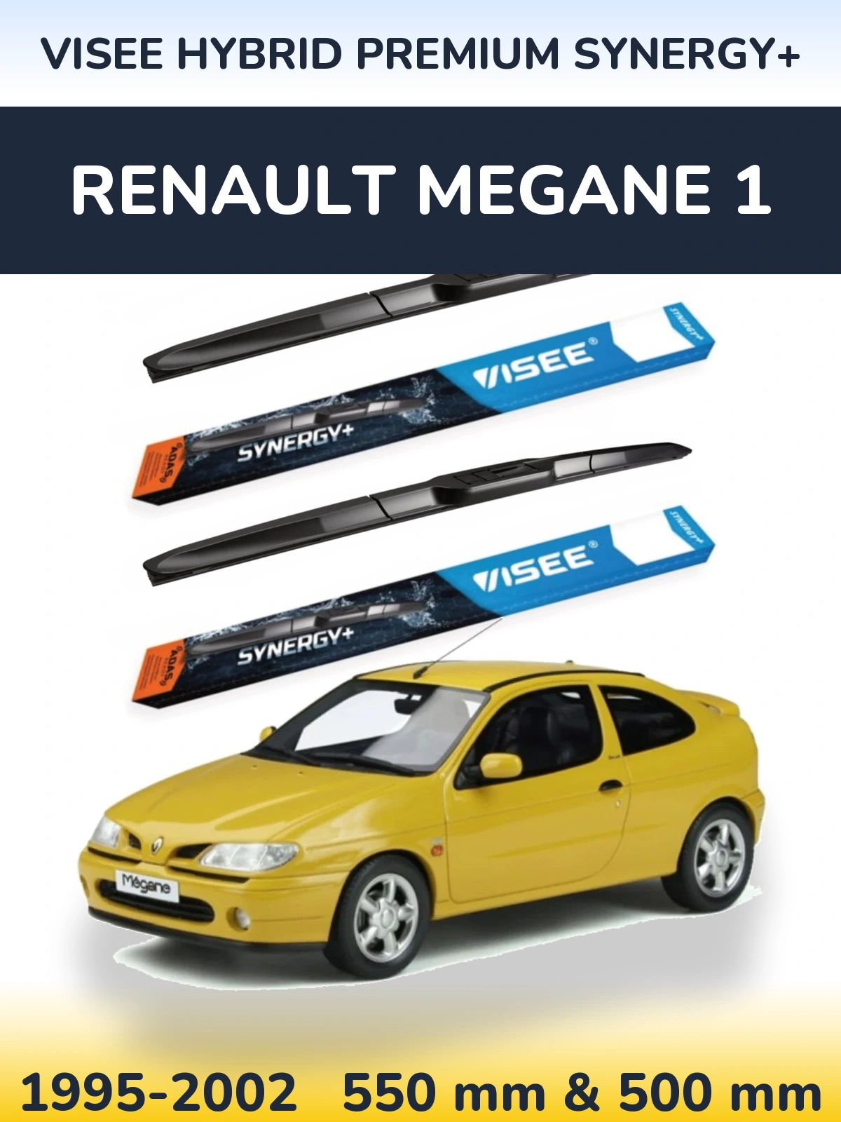 Komplet przednich wycieraczek VISEE HYBRID PREMIUM SYNERGY+ 550 & 500 mm do Renault Megane 1 1995-2002