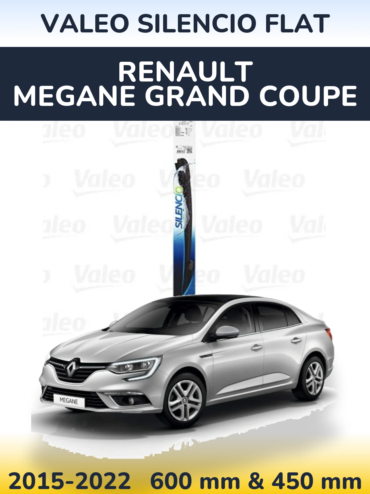 Komplet przednich wycieraczek Valeo Silencio Flat 600 & 450 mm do Renault Megane Grand Coupe 2015-2022