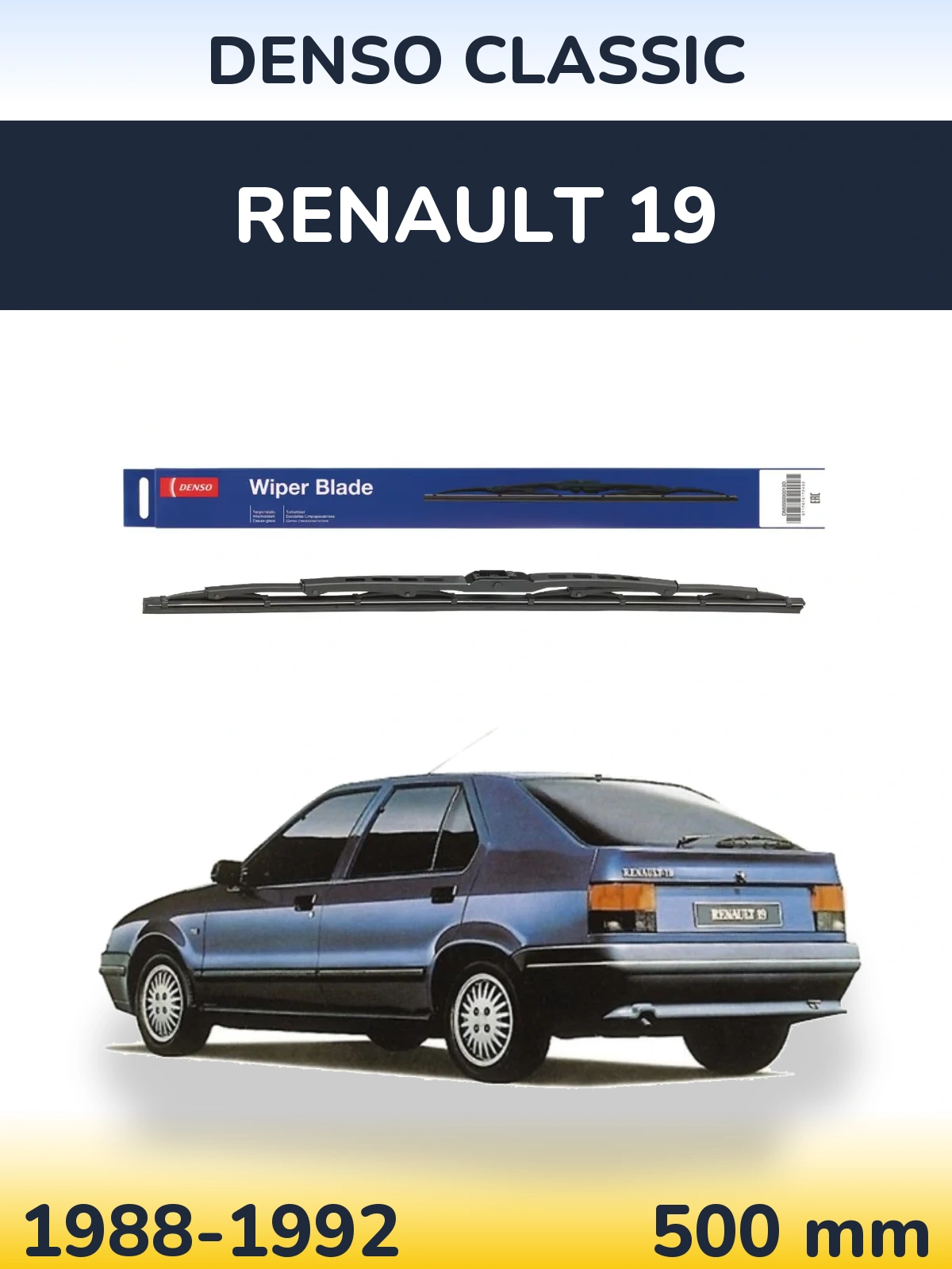 Задний дворник Denso Classic 500 мм для Renault 19 1988-1992