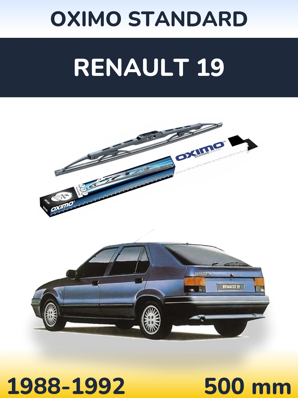 Задний дворник Oximo Standard 500 мм для Renault 19 1988-1992