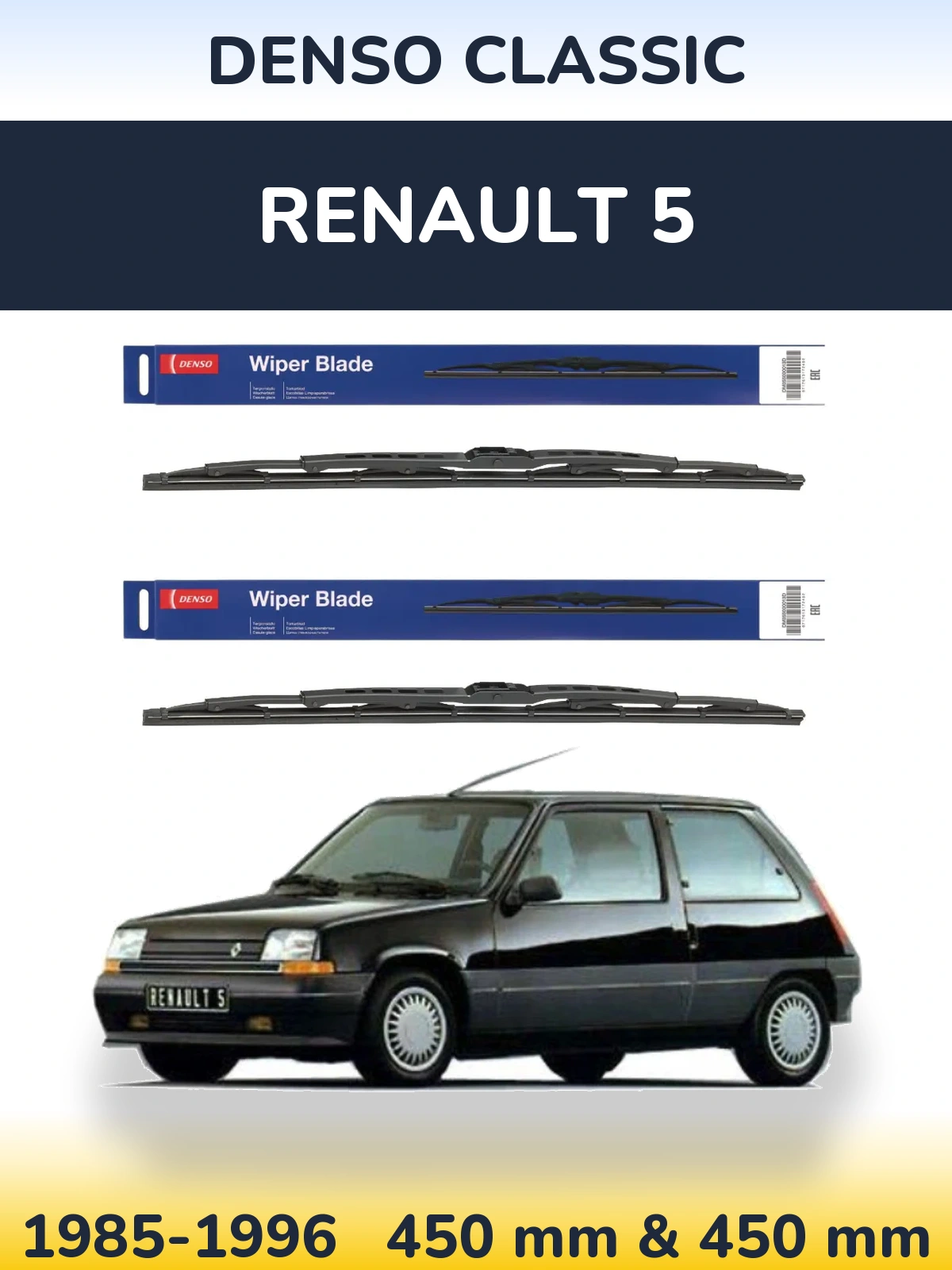 Комплект передних дворников Denso Classic 450 & 450 мм для Renault 5 1985-1996