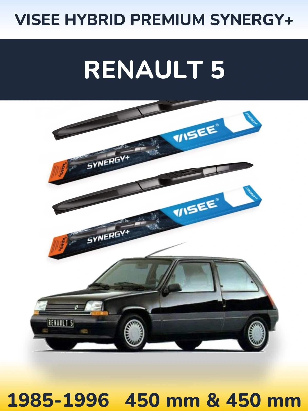 Комплект передних дворников VISEE HYBRID PREMIUM SYNERGY+ 450 & 450 мм для Renault 5 1985-1996