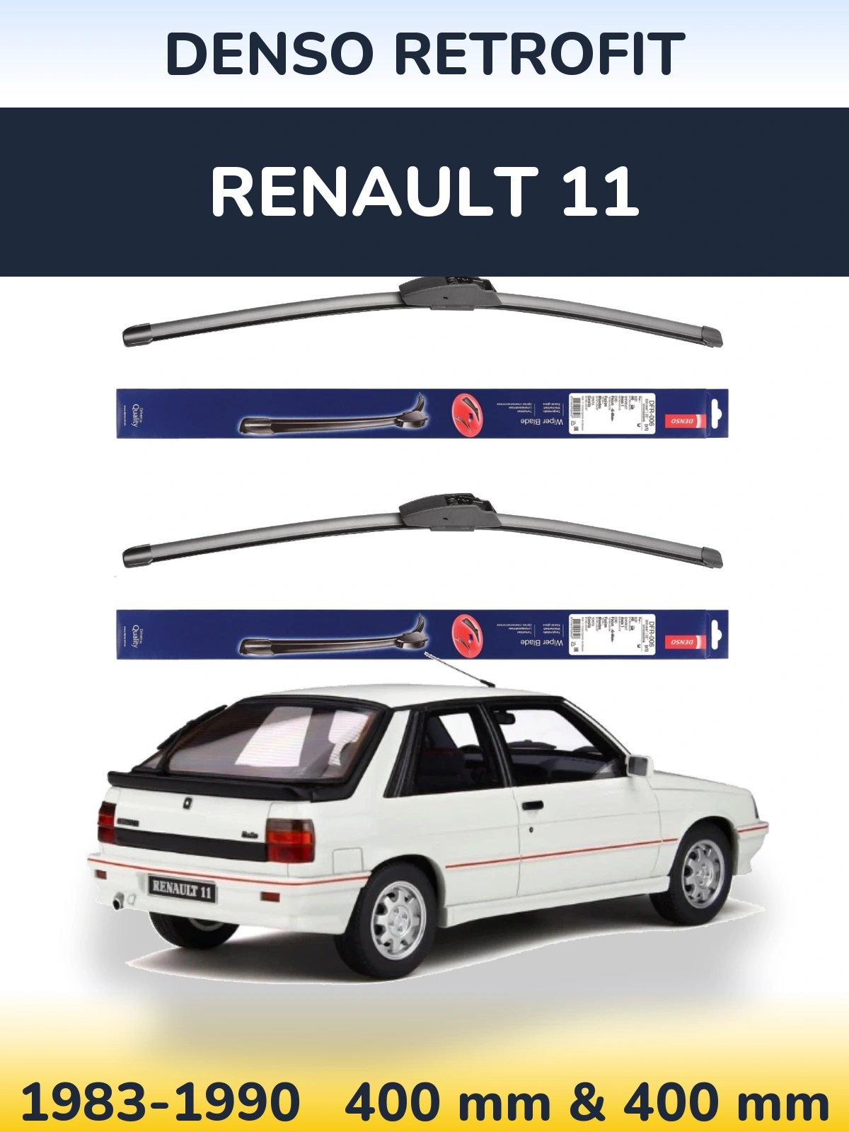 Комплект передних дворников Denso Retrofit 400 & 400 мм для Renault 11 1983-1990