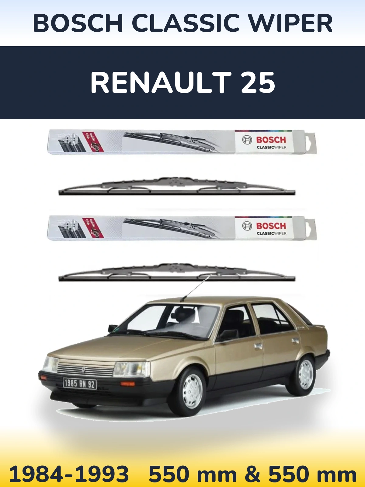 Komplet przednich wycieraczek BOSCH Classic Wiper 550 & 550 mm do Renault 25 1984-1993
