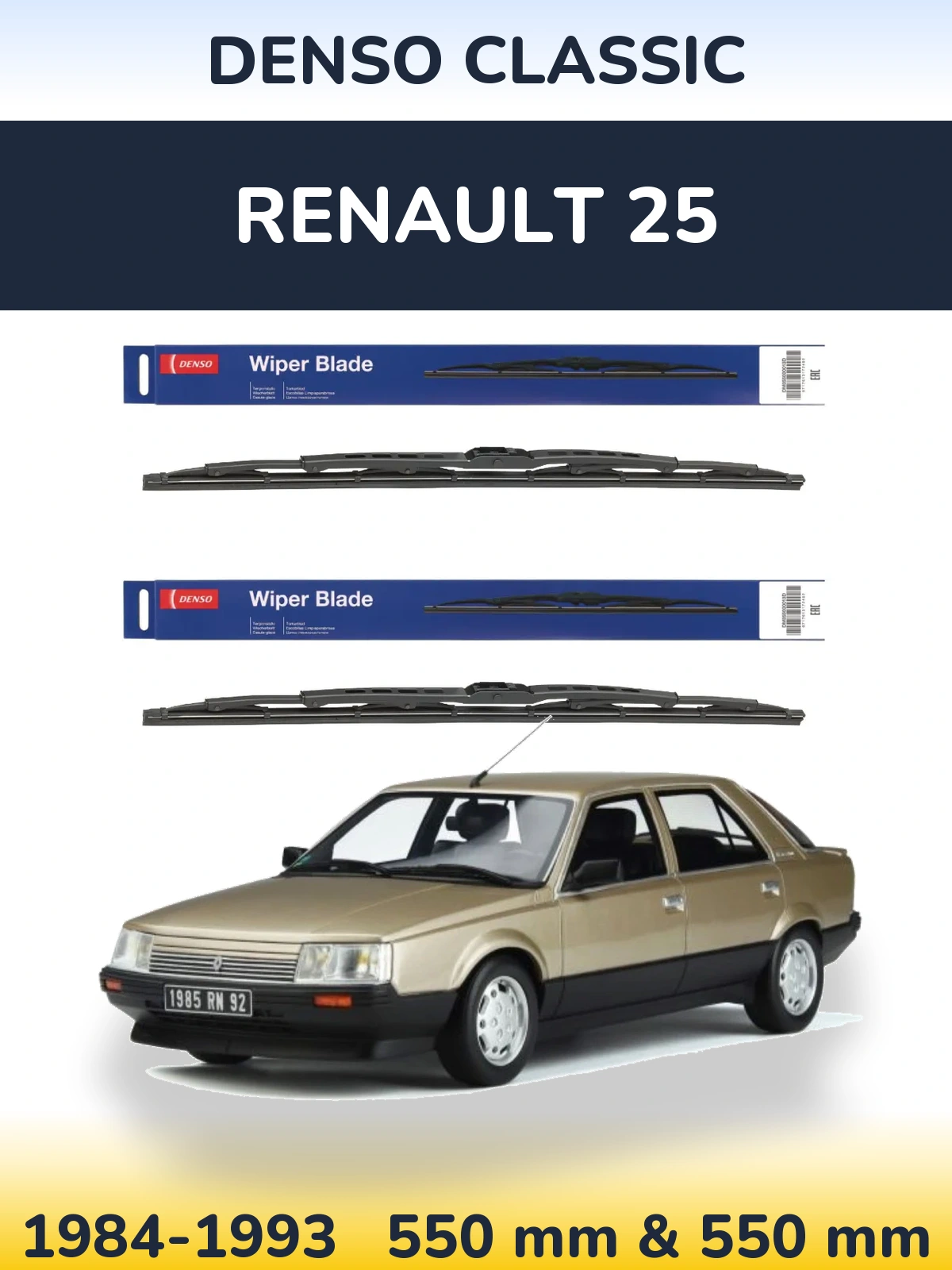 Komplet przednich wycieraczek Denso Classic 550 & 550 mm do Renault 25 1984-1993