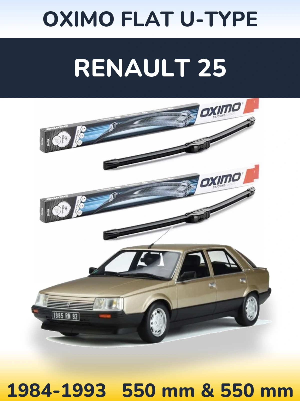 Komplet przednich wycieraczek Oximo Flat U-type 550 & 550 mm do Renault 25 1984-1993