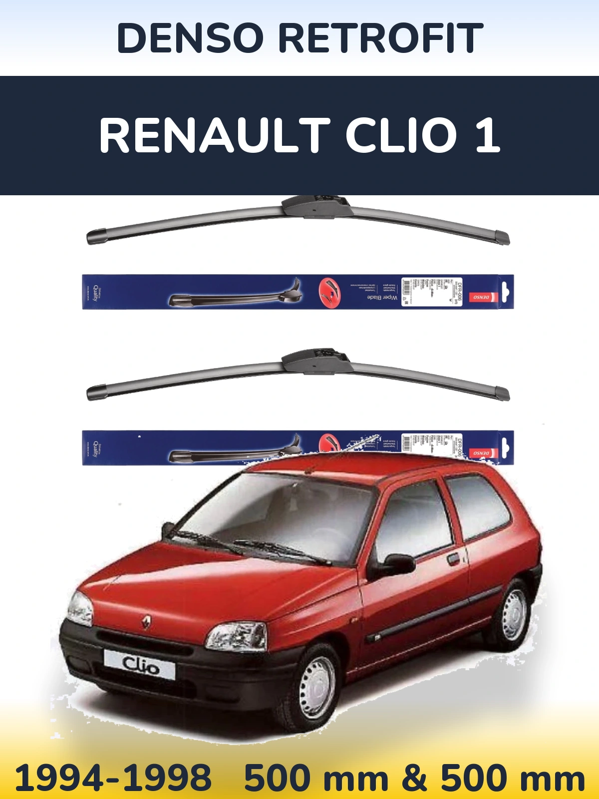 Komplet przednich wycieraczek Denso Retrofit 500 & 500 mm do Renault Clio 1 1994-1998