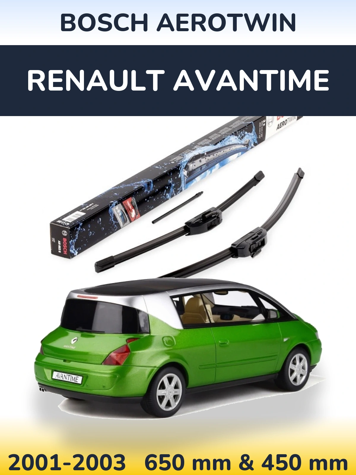 Komplet przednich wycieraczek BOSCH AeroTwin 650 & 450 mm do Renault Avantime 2001-2003