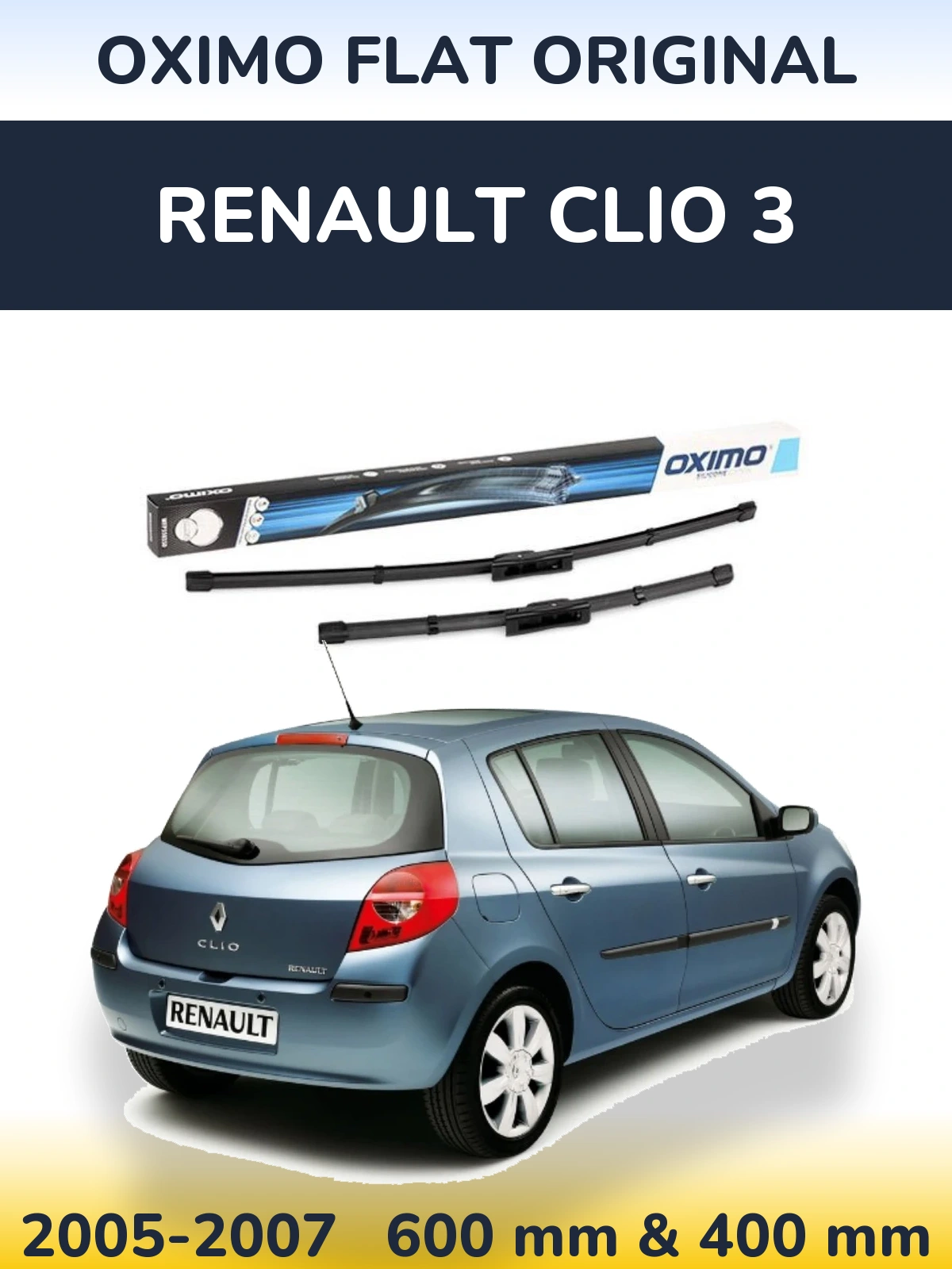 Komplet przednich wycieraczek Oximo Flat Original 600 & 400 mm do Renault Clio 3 2005-2007
