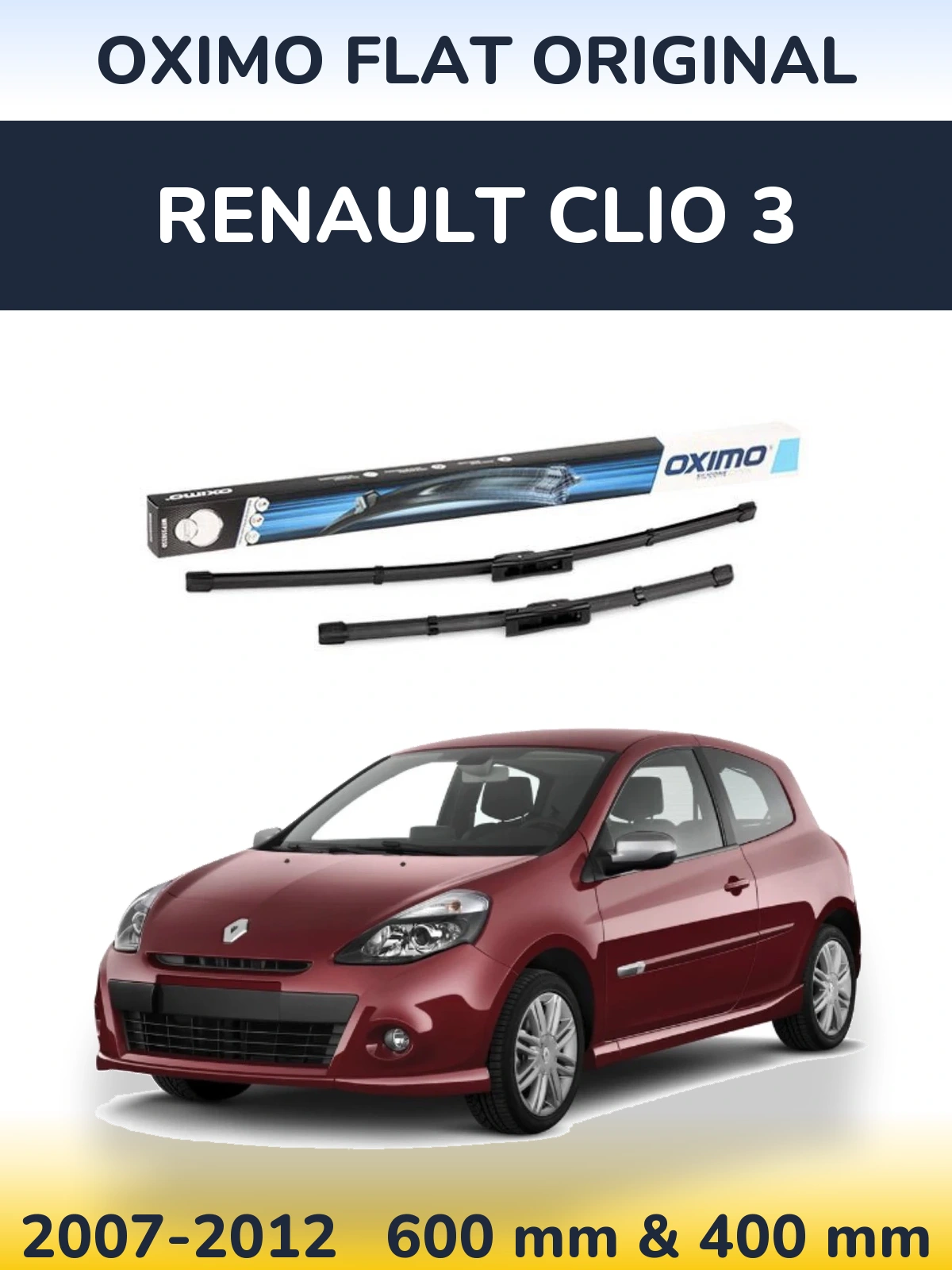 Komplet przednich wycieraczek Oximo Flat Original 600 & 400 mm do Renault Clio 3 2007-2012
