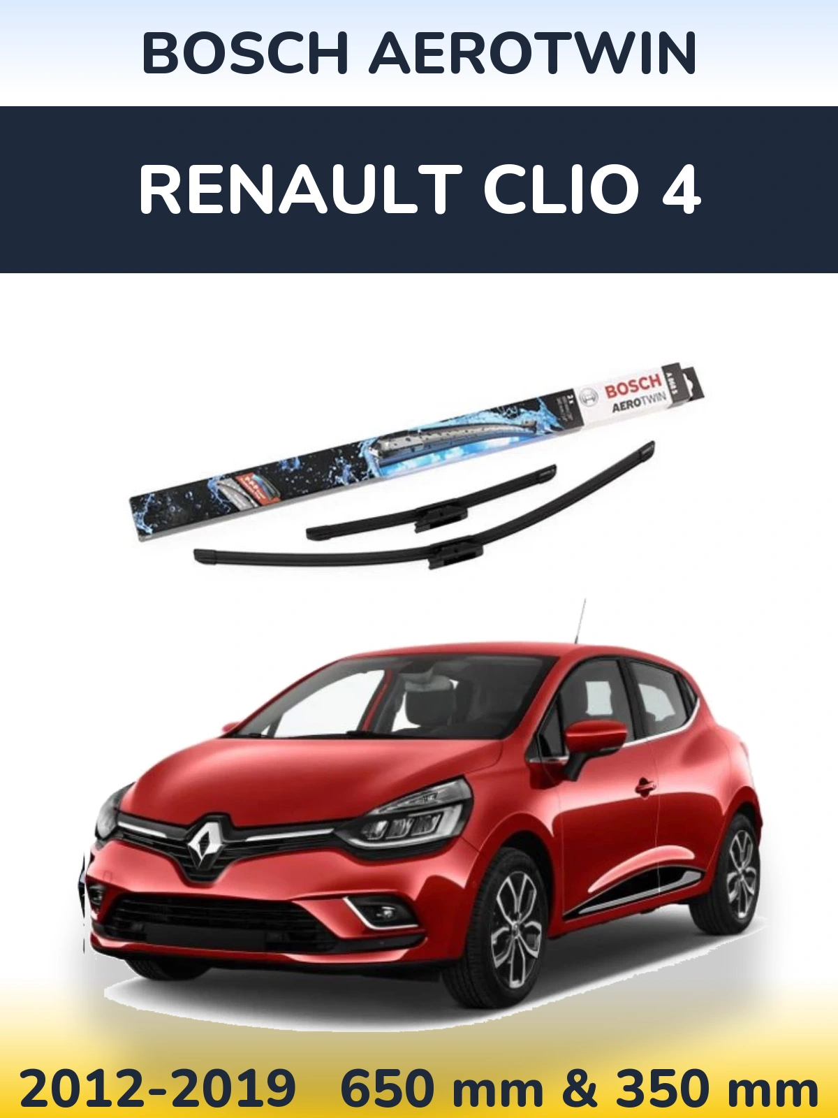 Komplet przednich wycieraczek BOSCH AeroTwin 650 & 350 mm do Renault Clio 4 2012-2019