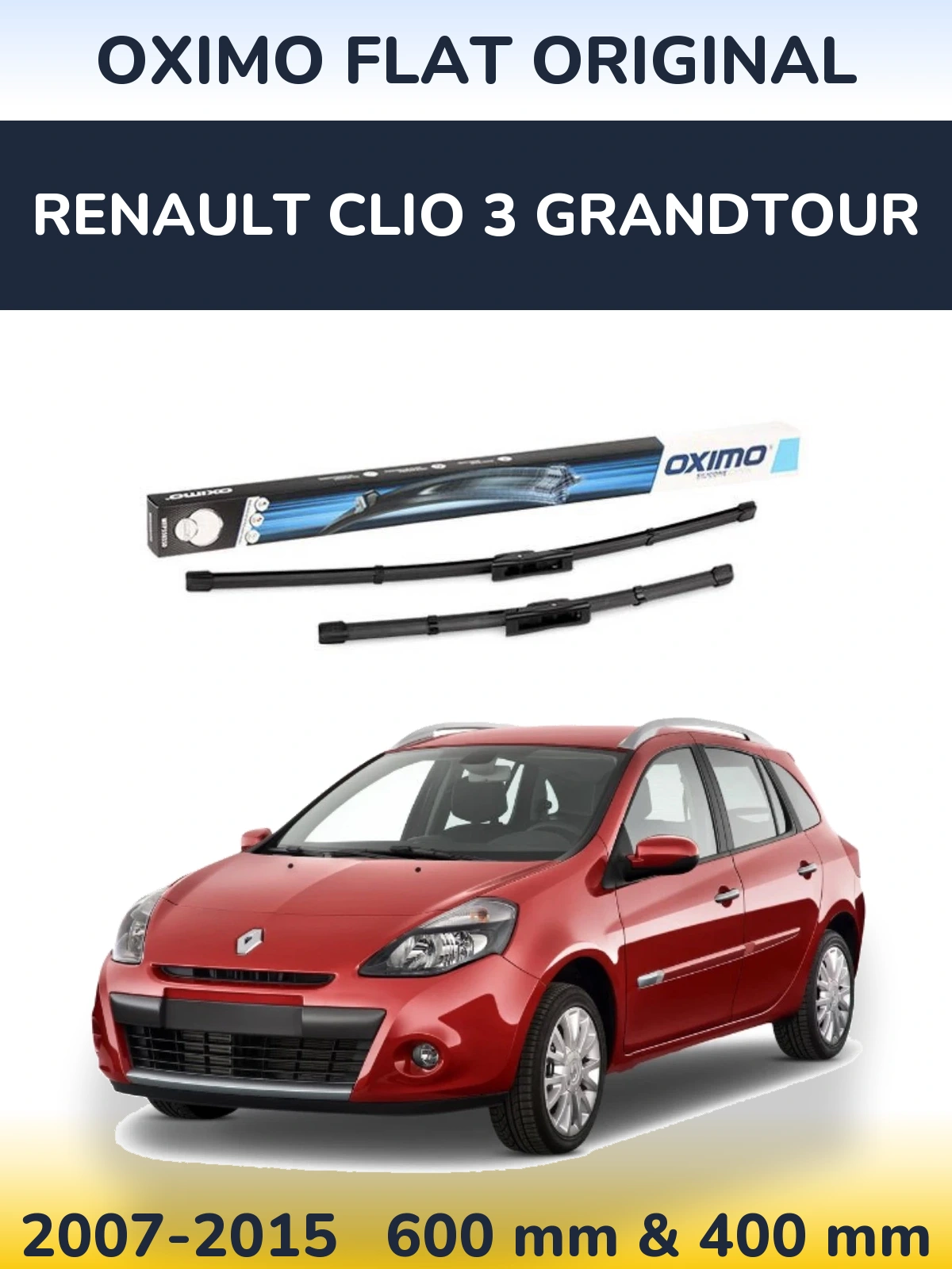 Komplet przednich wycieraczek Oximo Flat Original 600 & 400 mm do Renault Clio 3 Grandtour 2007-2015